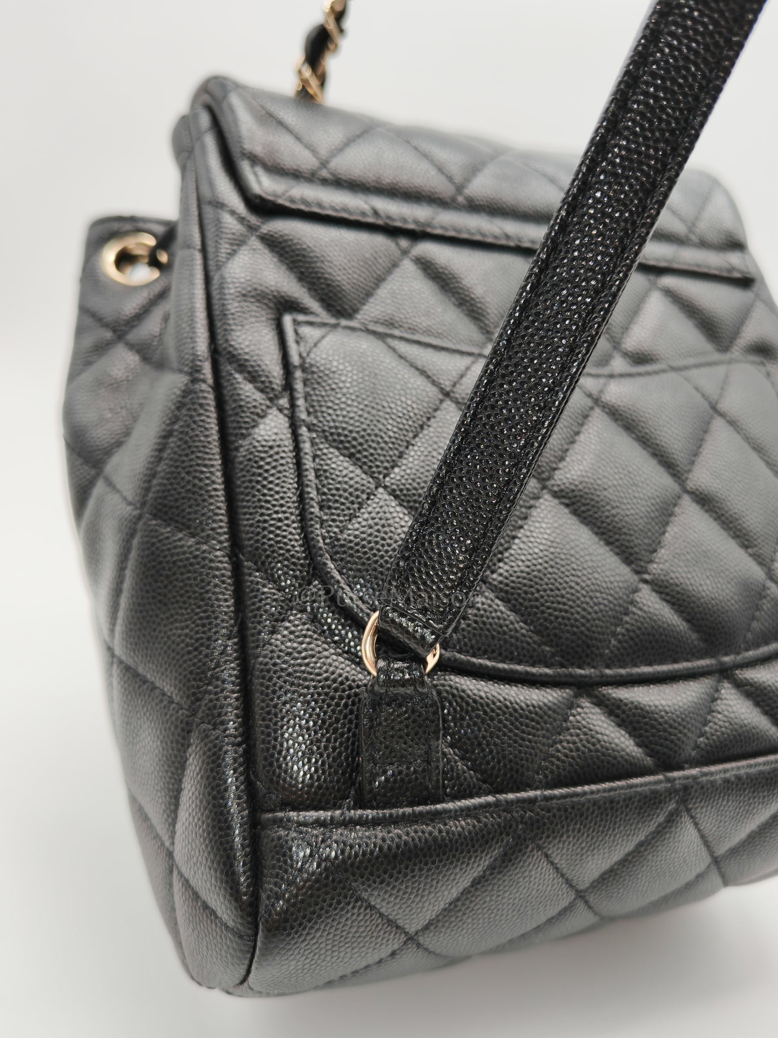 Urban Spirit Backpack in Black Quilted Caviar Leather & Light Gold Hardware Microchip