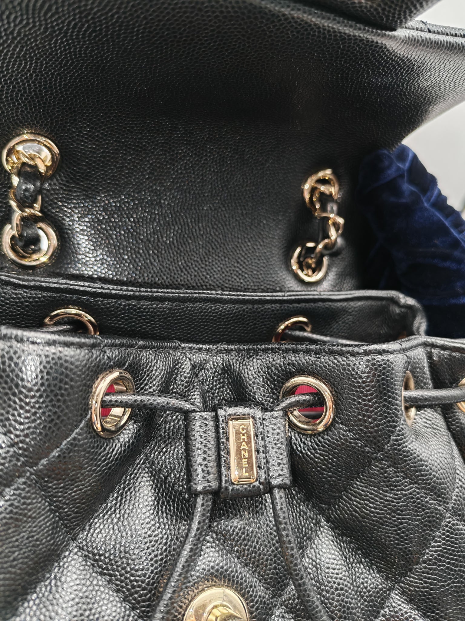 Urban Spirit Backpack in Black Quilted Caviar Leather & Light Gold Hardware Microchip