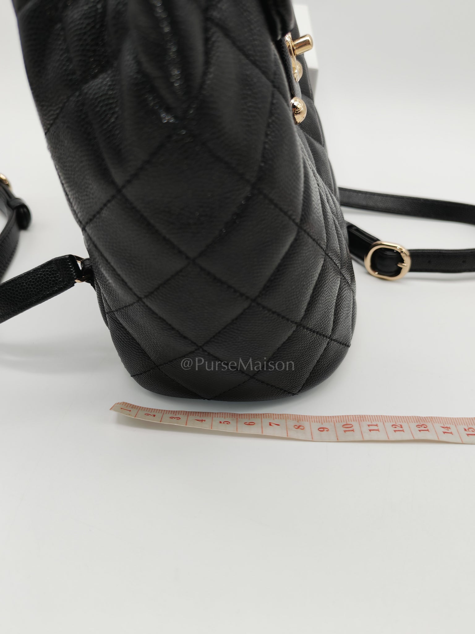 Urban Spirit Backpack in Black Quilted Caviar Leather & Light Gold Hardware Microchip
