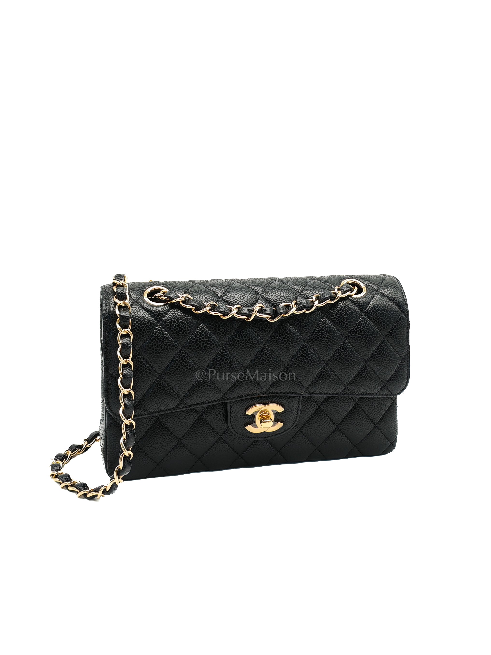 Classic Double Flap Small Black Caviar Leather in Gold Hardware (Series 31)
