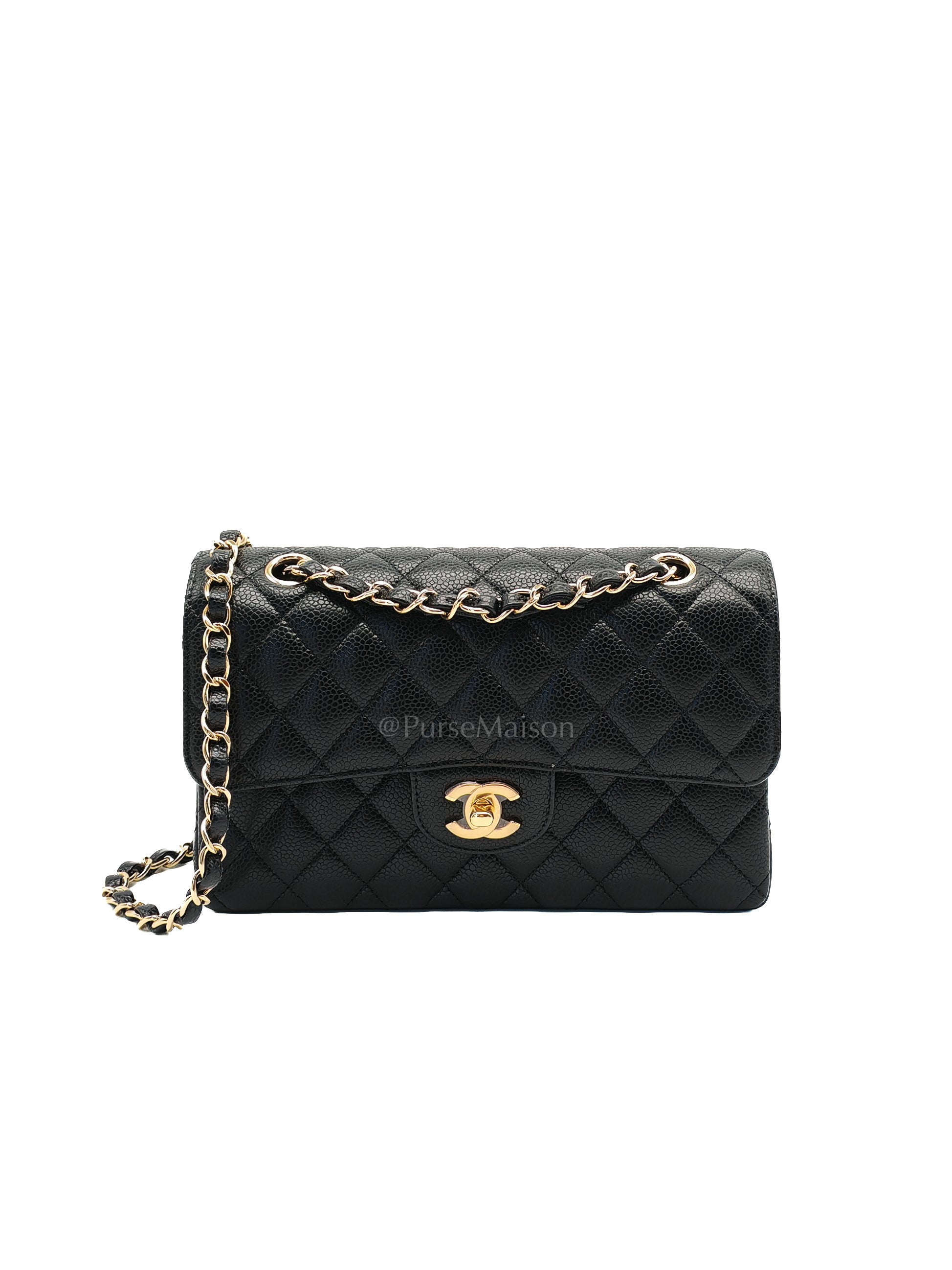 Classic Double Flap Small Black Caviar Leather in Gold Hardware (Series 31)