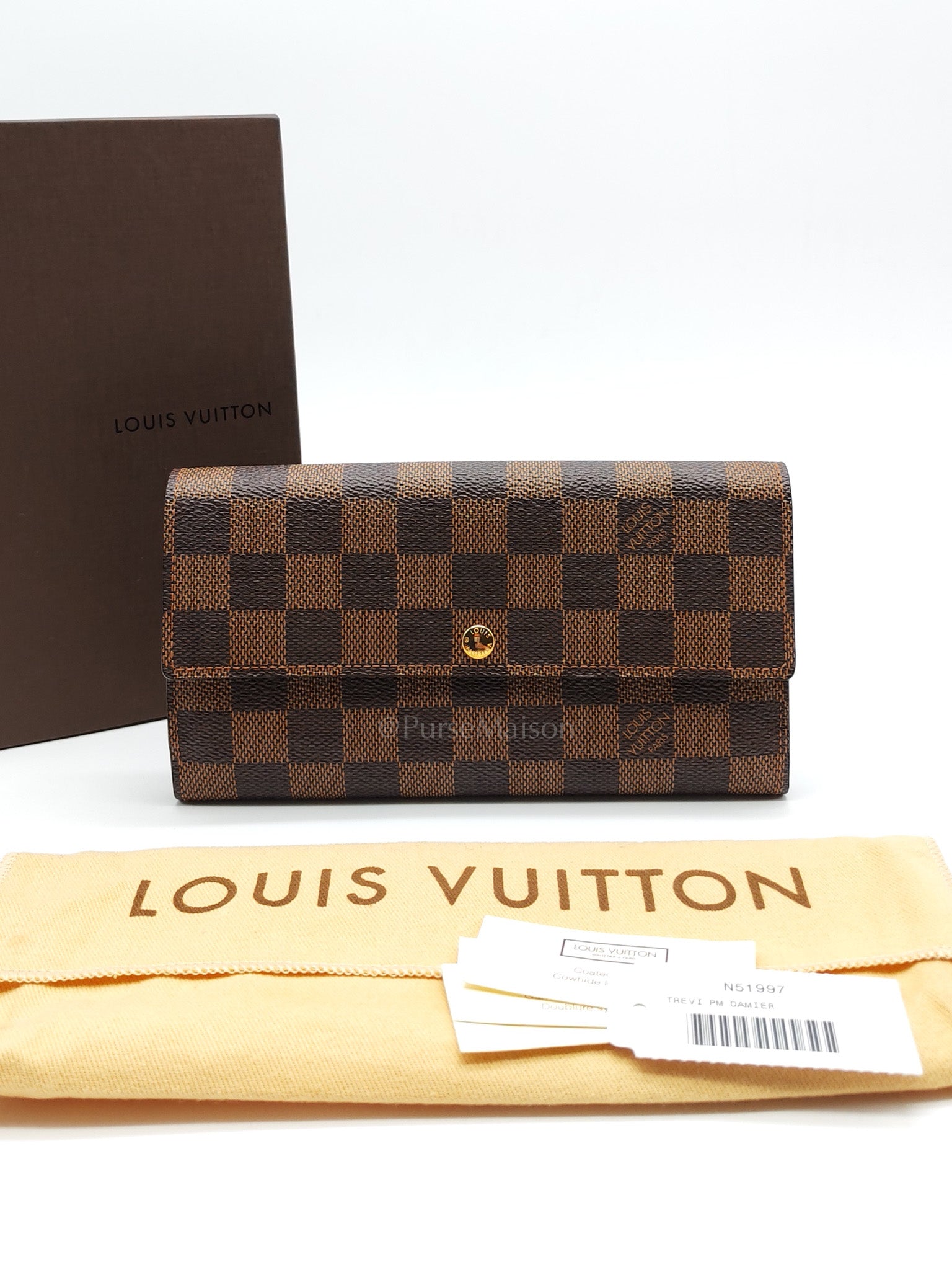 Sarah Long Wallet in Damier Ebene Canvas