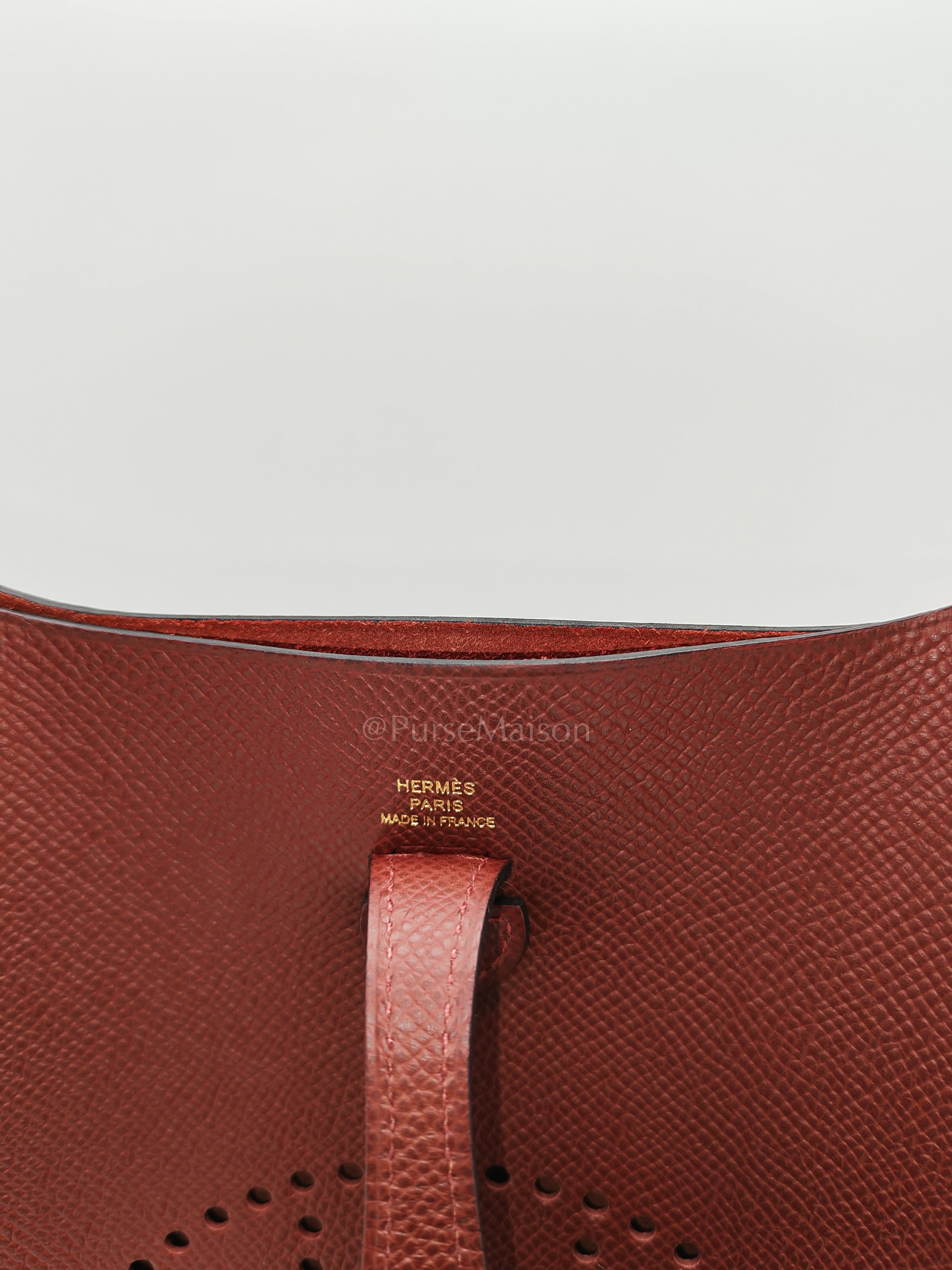 Evelyne 16 TPM Sellier in Rouge H Epsom Leather and Gold Hardware Stamp K(2025)