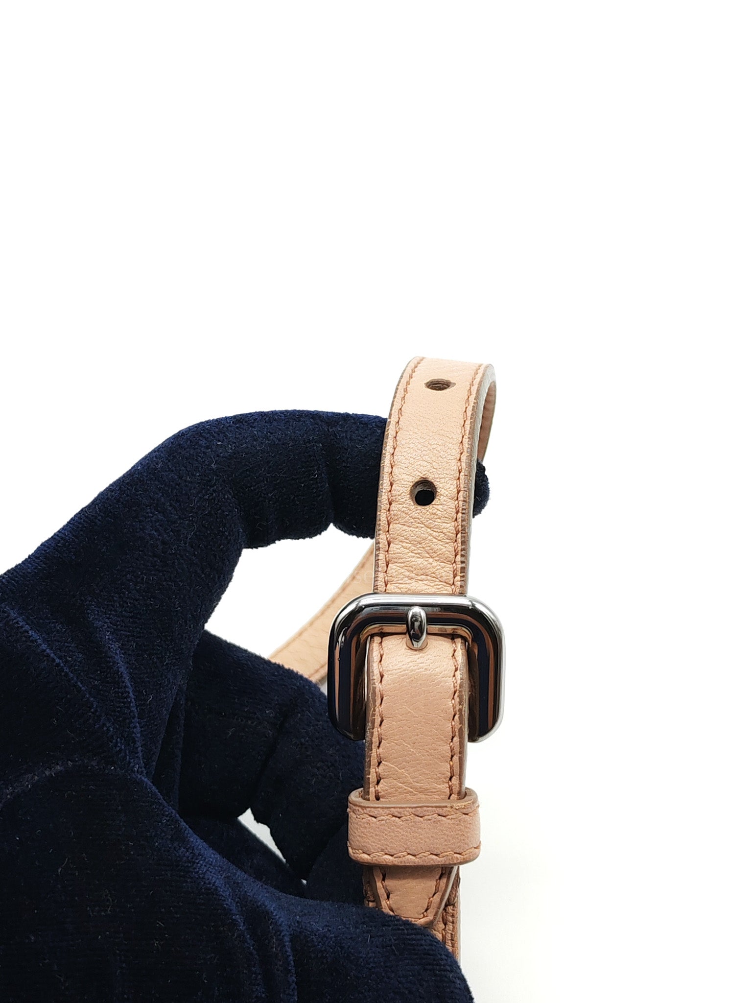 Nappa Graufre Satchel Bag in Cameo Leather & Silver Hardware