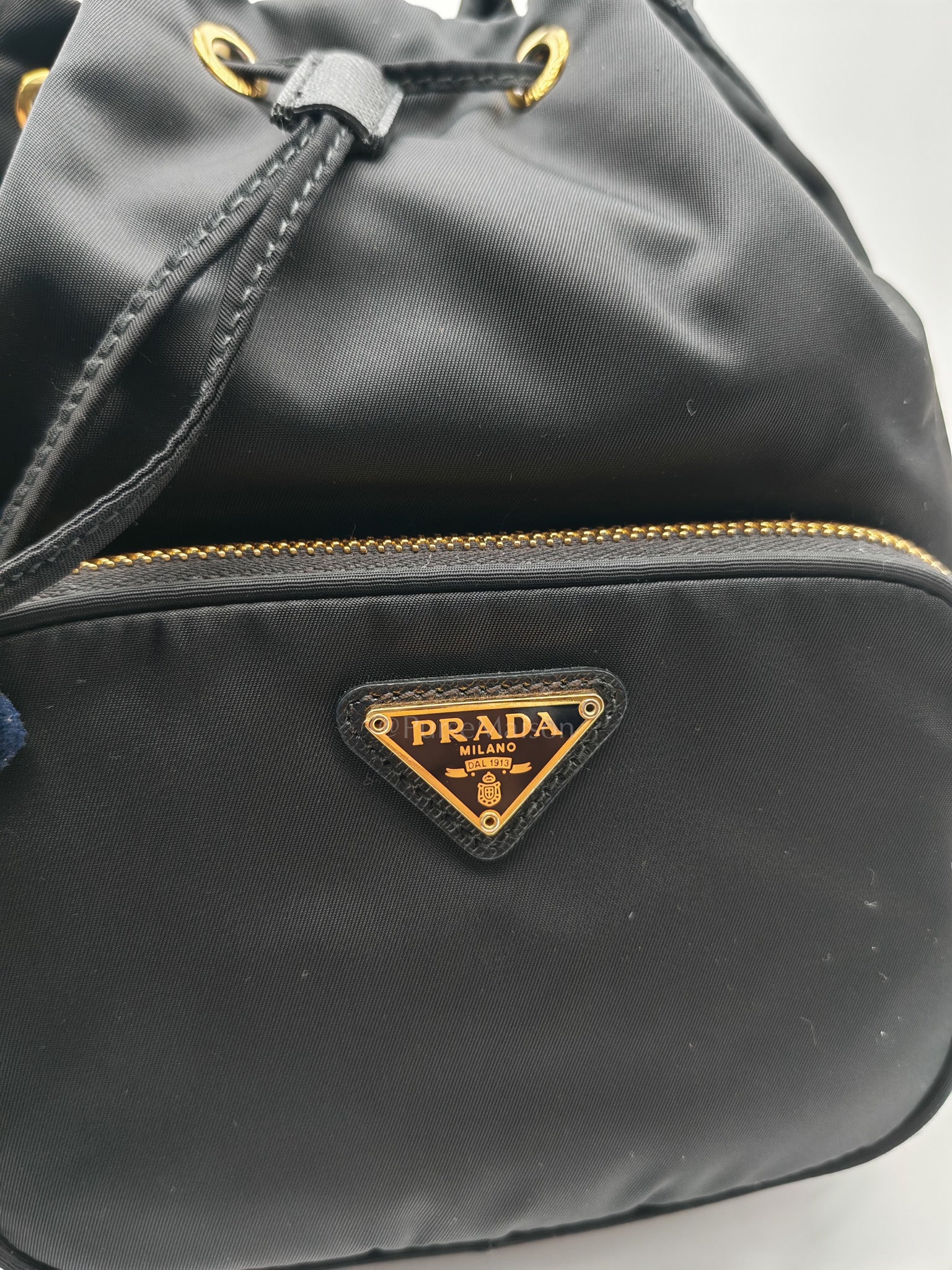 Duet Re-Nylon Black Drawstring Bucket Bag
