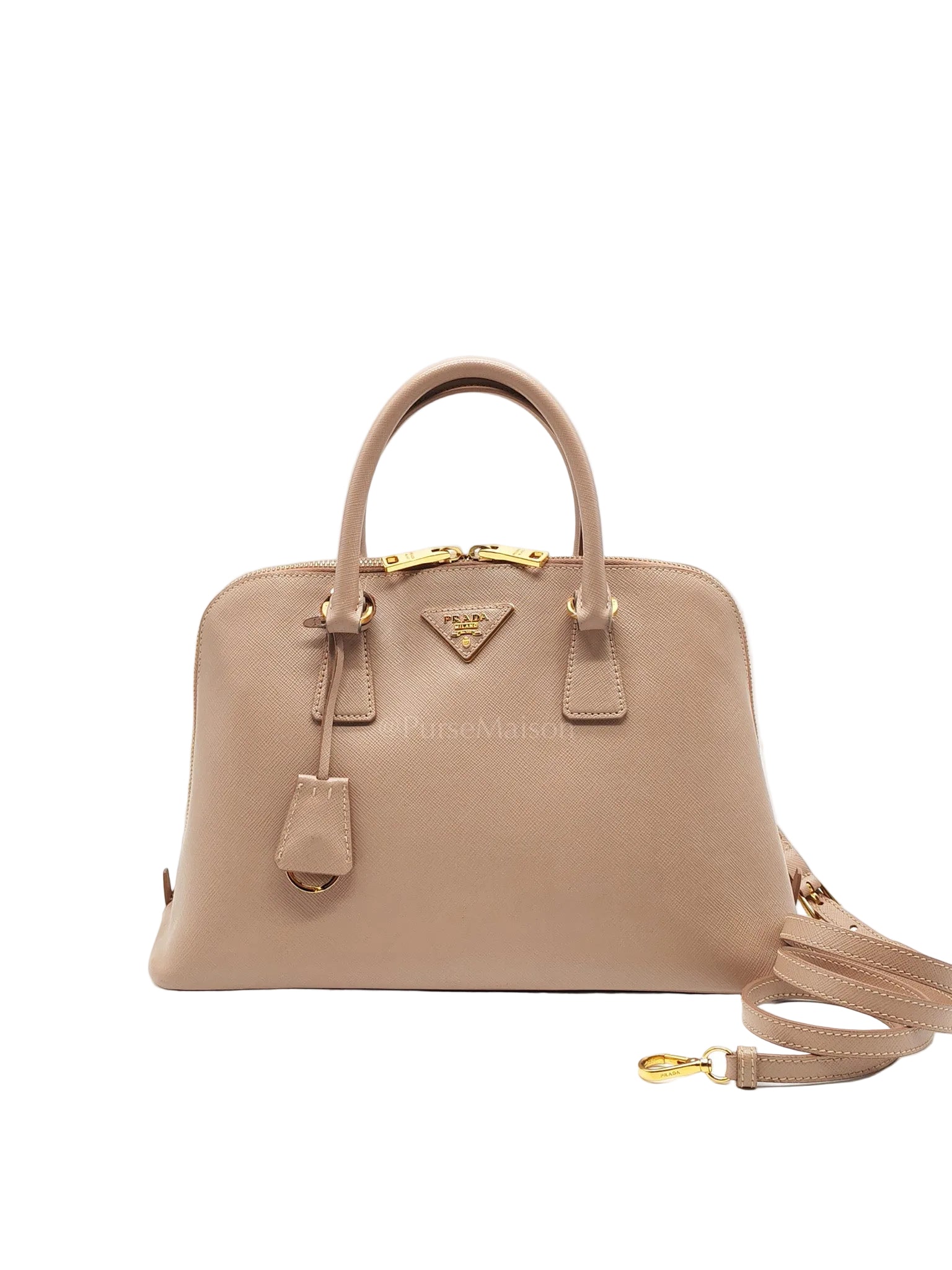 Promenade Bag Medium in Beige Saffiano Lux Leather
