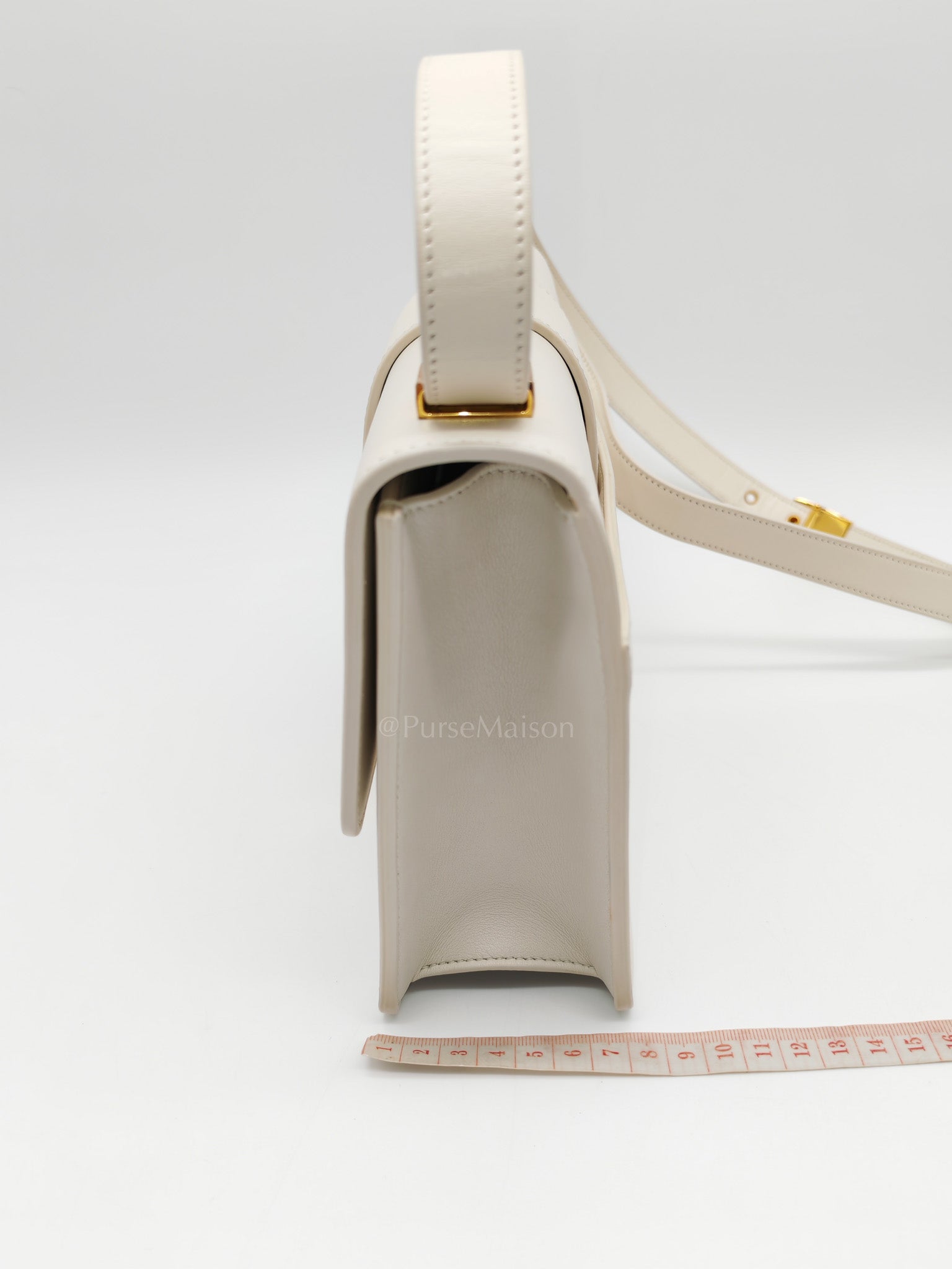 Montaigne in Medium White Calfskin Leather Crossbody Bag