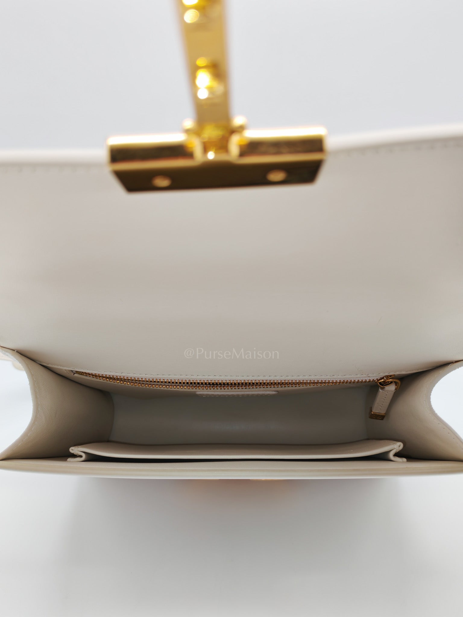 Montaigne in Medium White Calfskin Leather Crossbody Bag