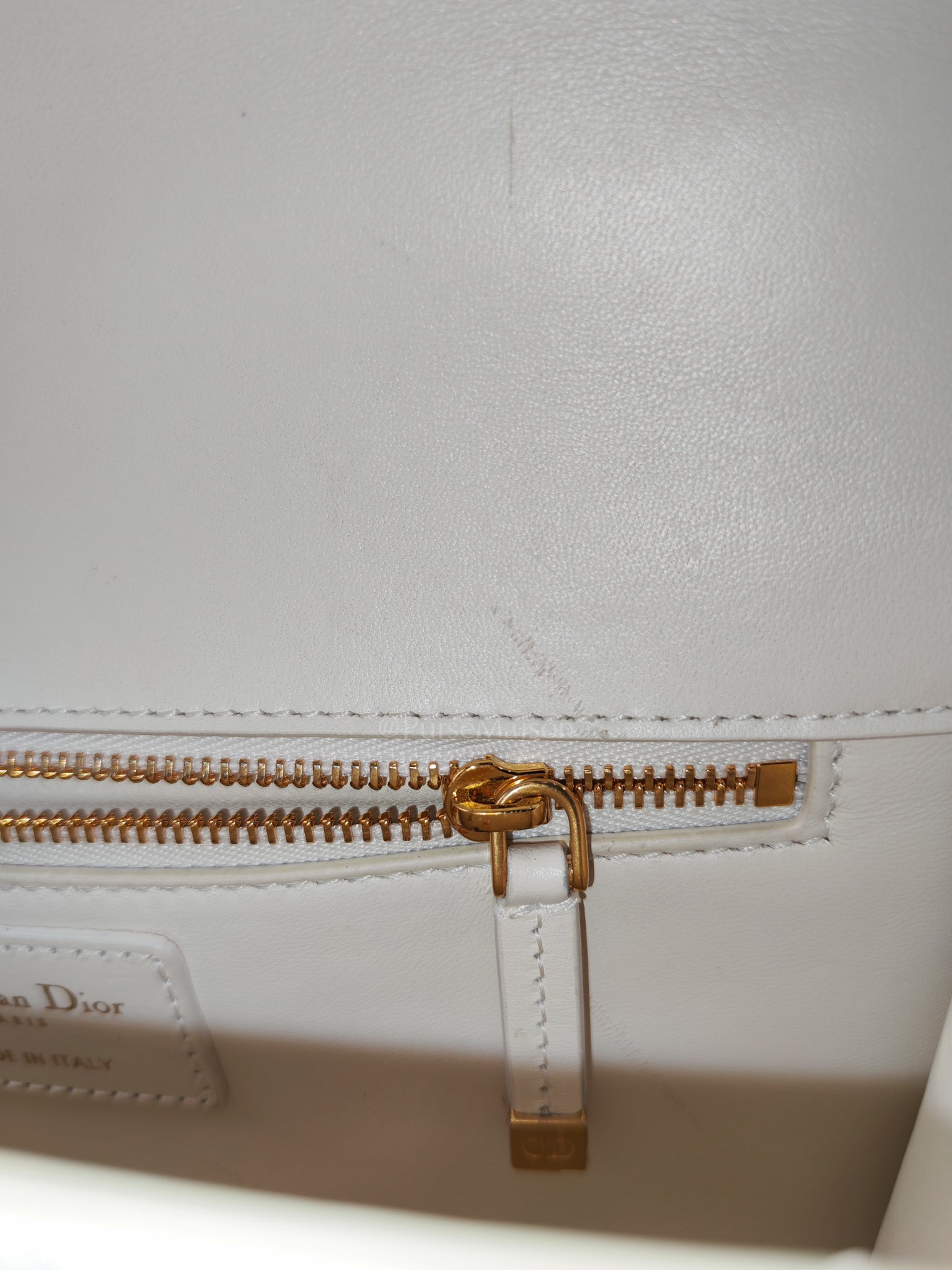 Montaigne in Medium White Calfskin Leather Crossbody Bag