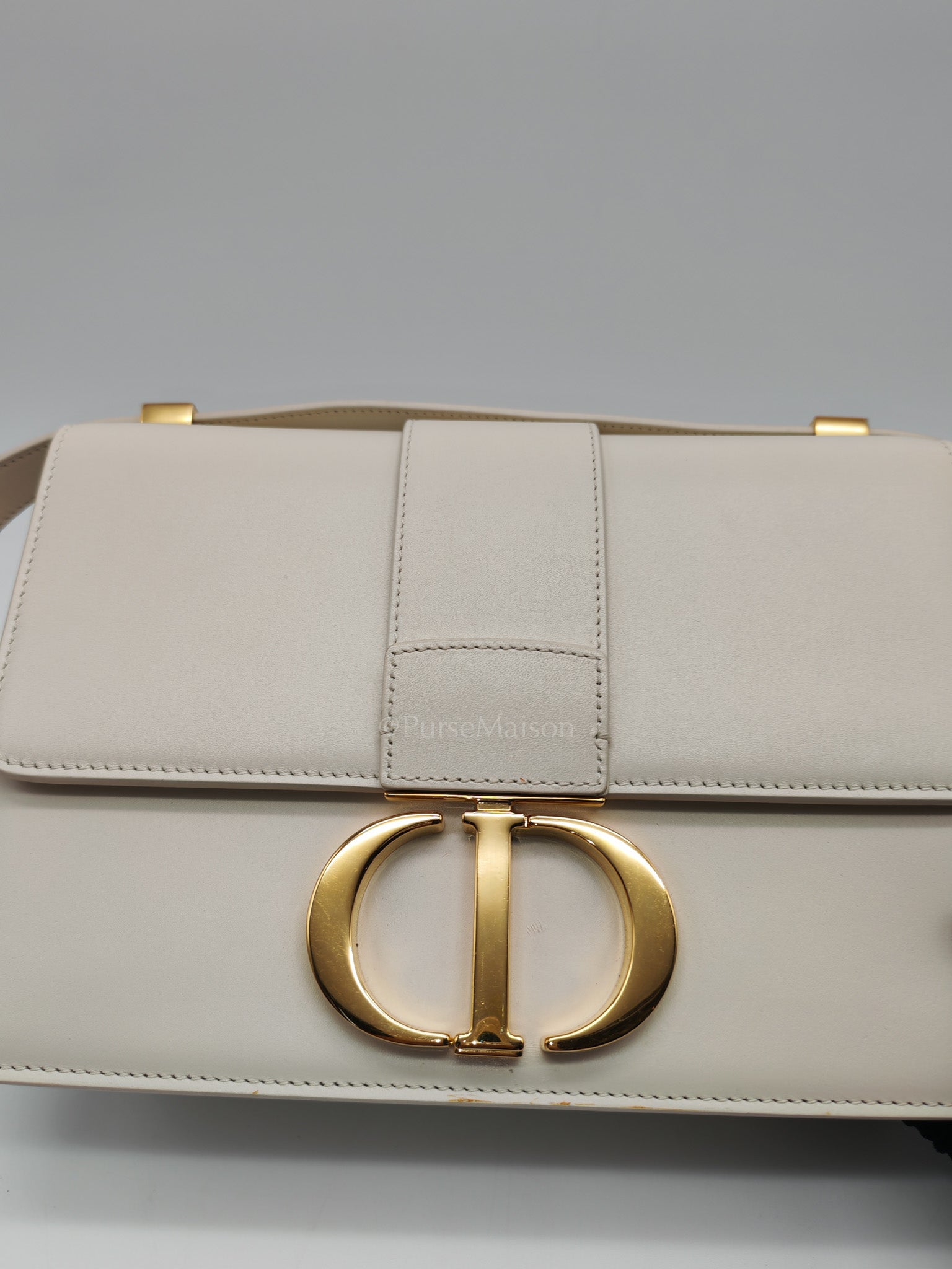 Montaigne in Medium White Calfskin Leather Crossbody Bag
