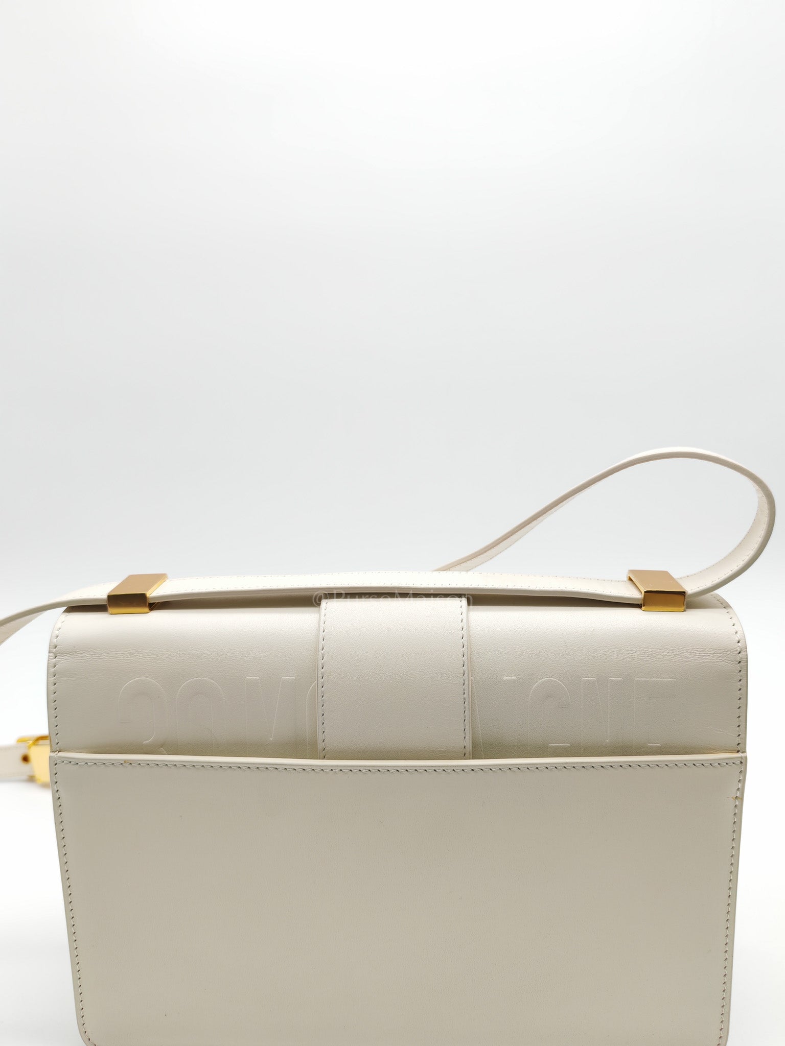 Montaigne in Medium White Calfskin Leather Crossbody Bag