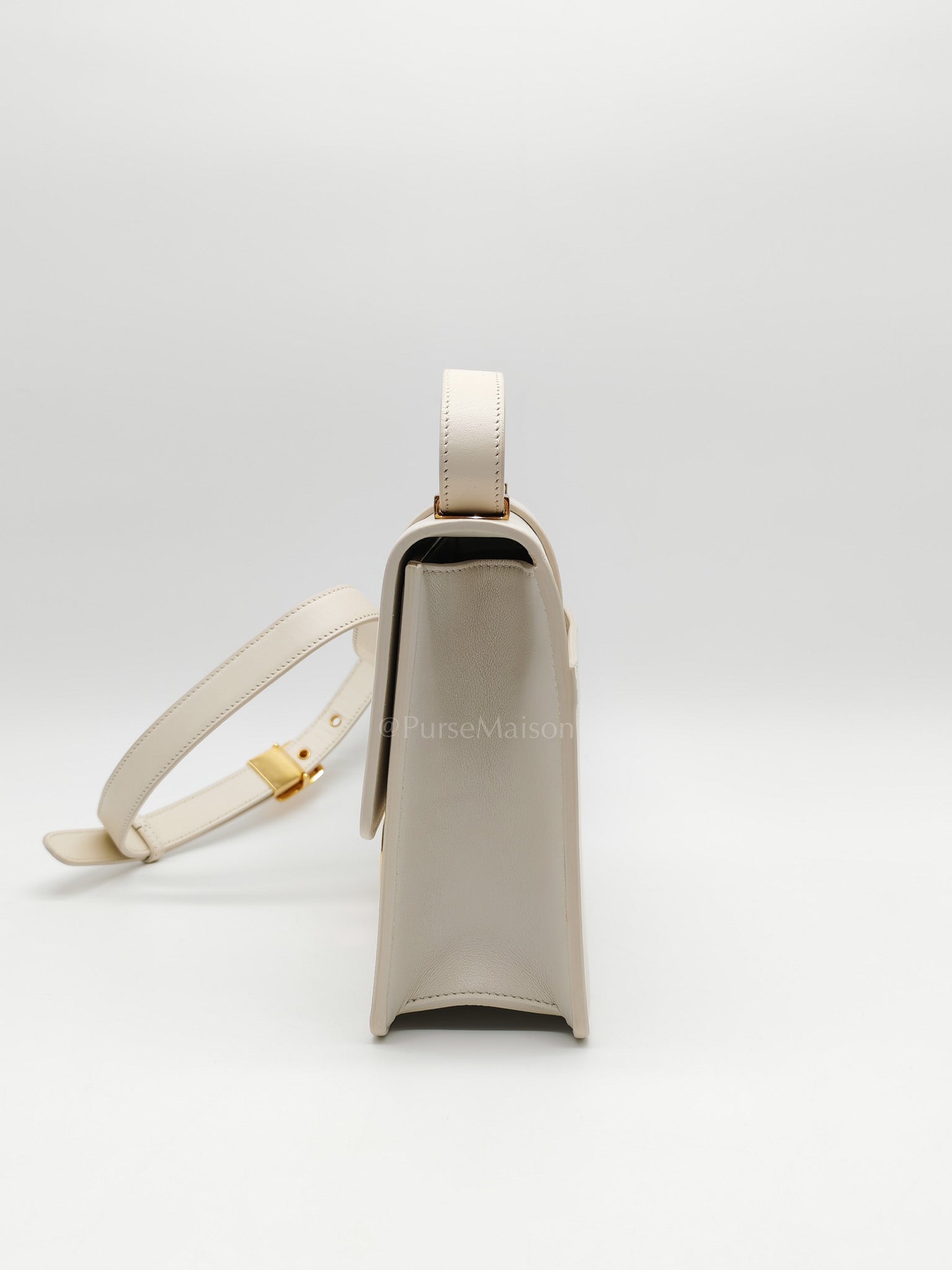 Montaigne in Medium White Calfskin Leather Crossbody Bag