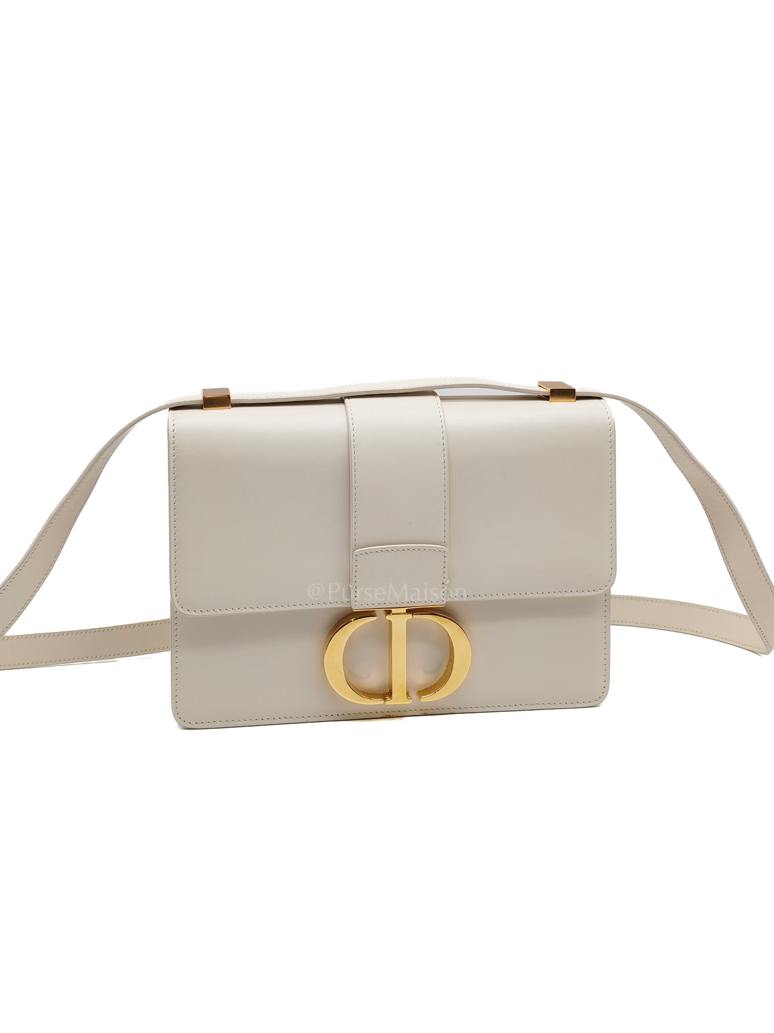 Montaigne in Medium White Calfskin Leather Crossbody Bag