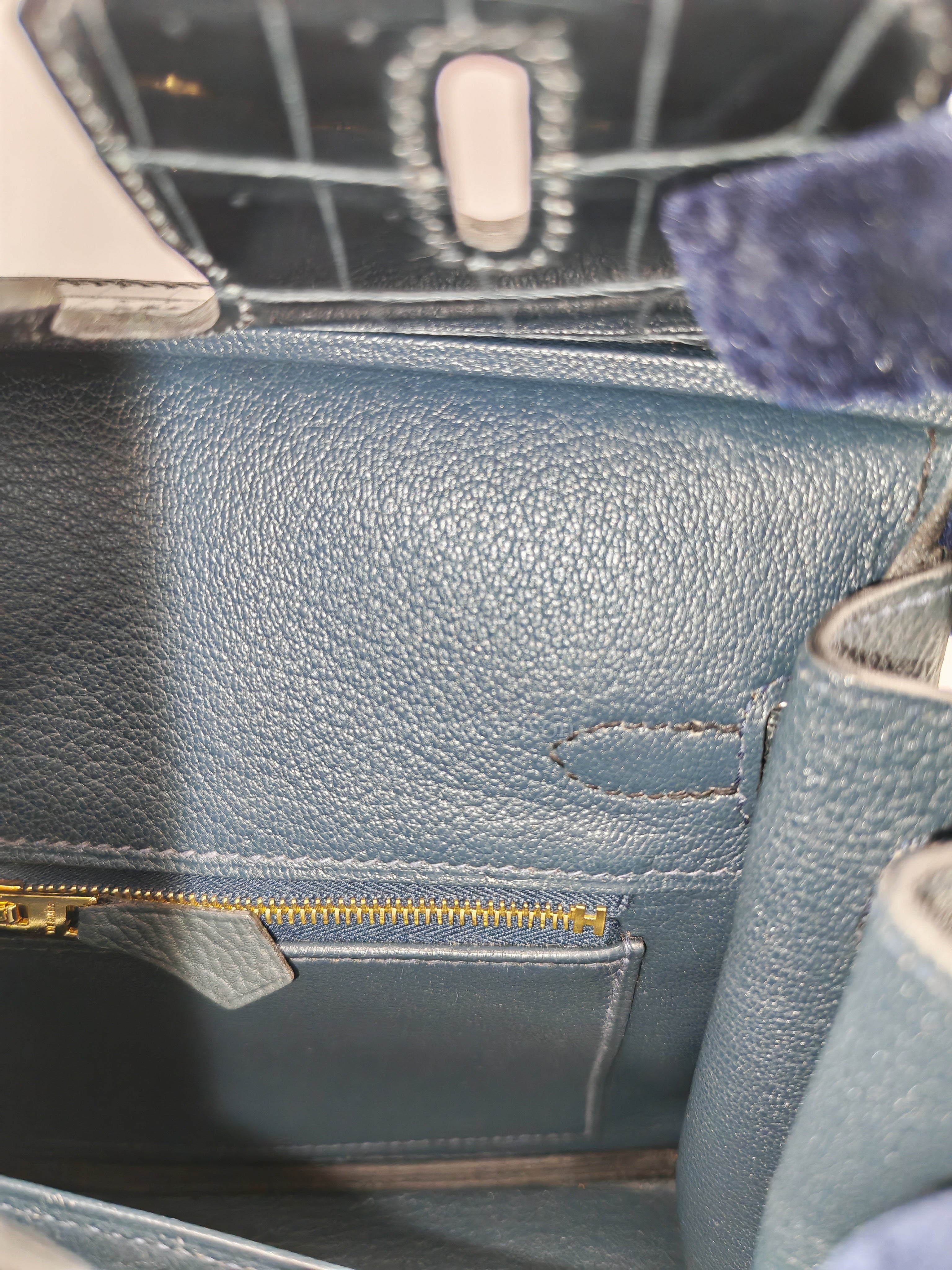Birkin 25 Vert Rousseau Togo Leather & Croc Touch Gold Hardware Stamp Y(2020)