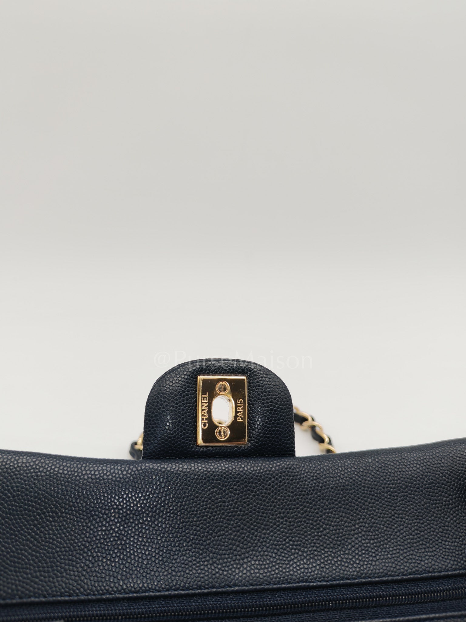 Classic Double Flap Small in Navy Blue Caviar Leather in Gold Hardware (Series 26)