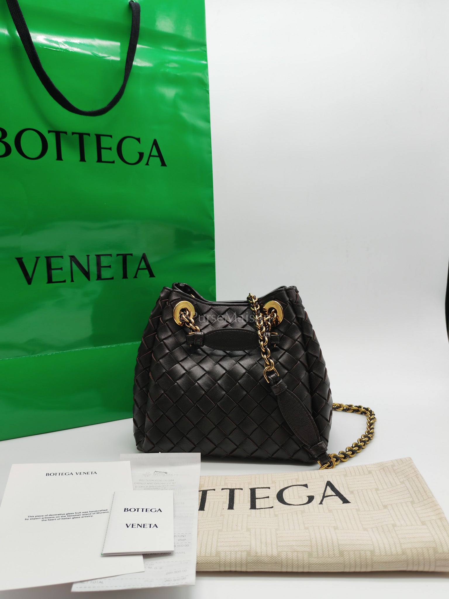 Parachute Small in Fondant Intrecciato Leather Chain Bag