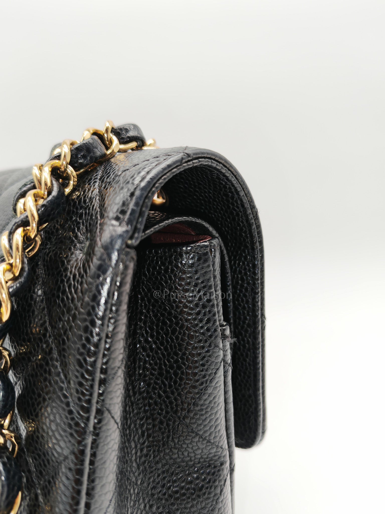 Classic Double Flap Medium in Black Quilted Caviar Leather & Gold Hardware Series 20
