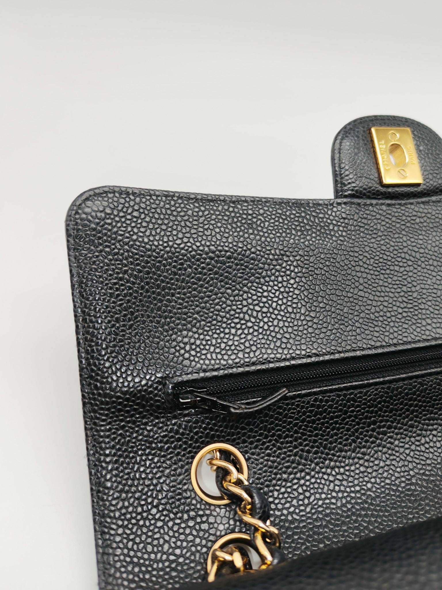 Classic Double Flap Medium in Black Quilted Caviar Leather & Gold Hardware Series 20