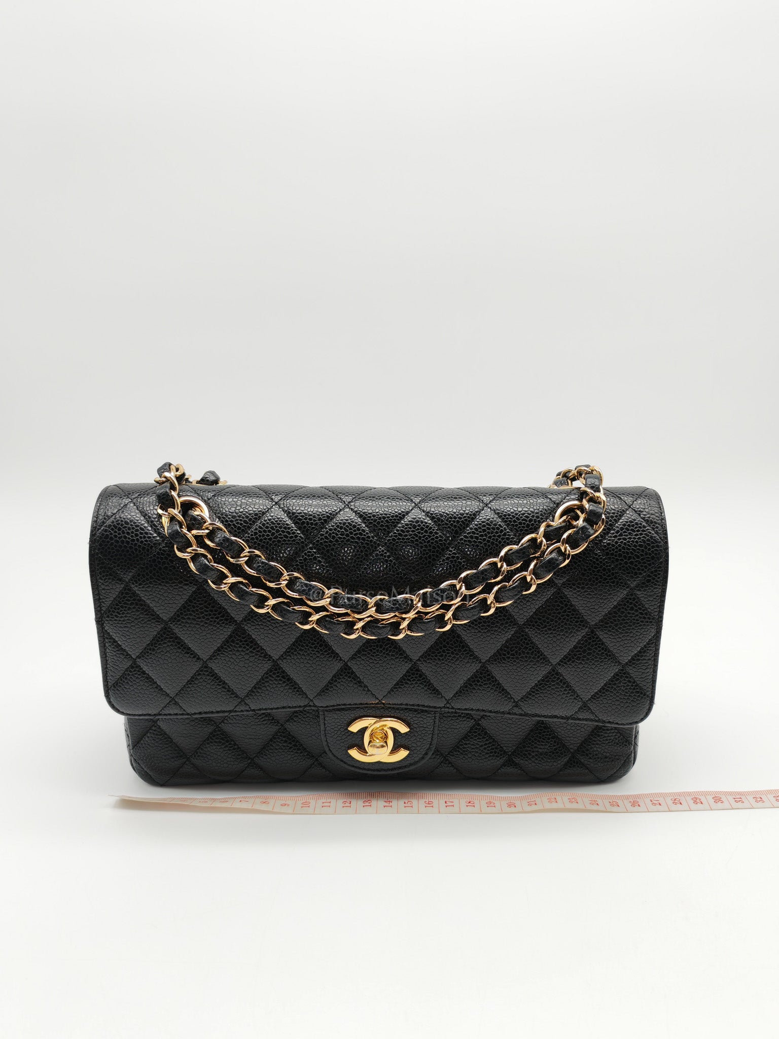 Classic Double Flap Medium in Black Quilted Caviar Leather & Gold Hardware Series 20