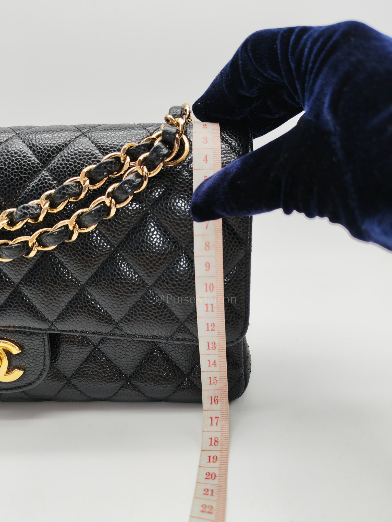 Classic Double Flap Medium in Black Quilted Caviar Leather & Gold Hardware Series 20