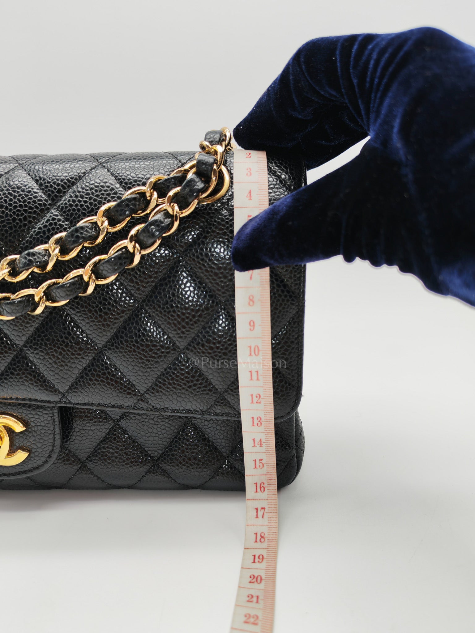 Classic Double Flap Medium in Black Quilted Caviar Leather & Gold Hardware Series 20