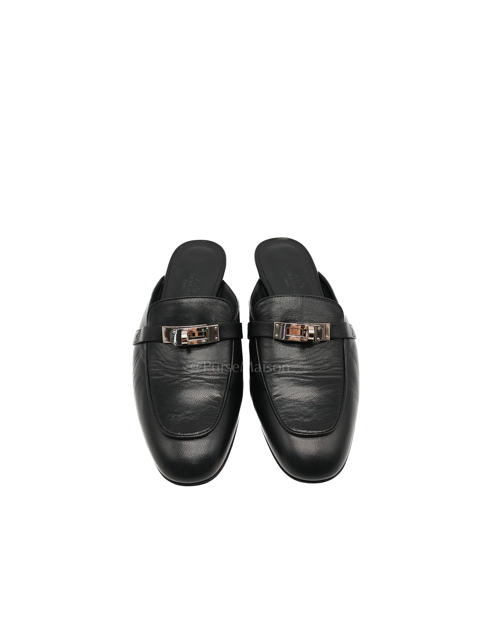 Oz Mules Black/Noir Goatskin Leather in Palladium Hardware Size 36.5 EU (24.5cm)