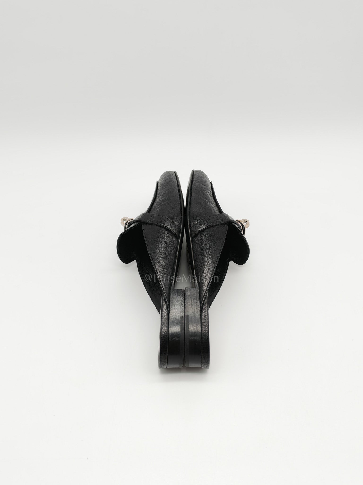 Oz Mules Black/Noir Goatskin Leather in Palladium Hardware Size 36.5 EU (24.5cm)