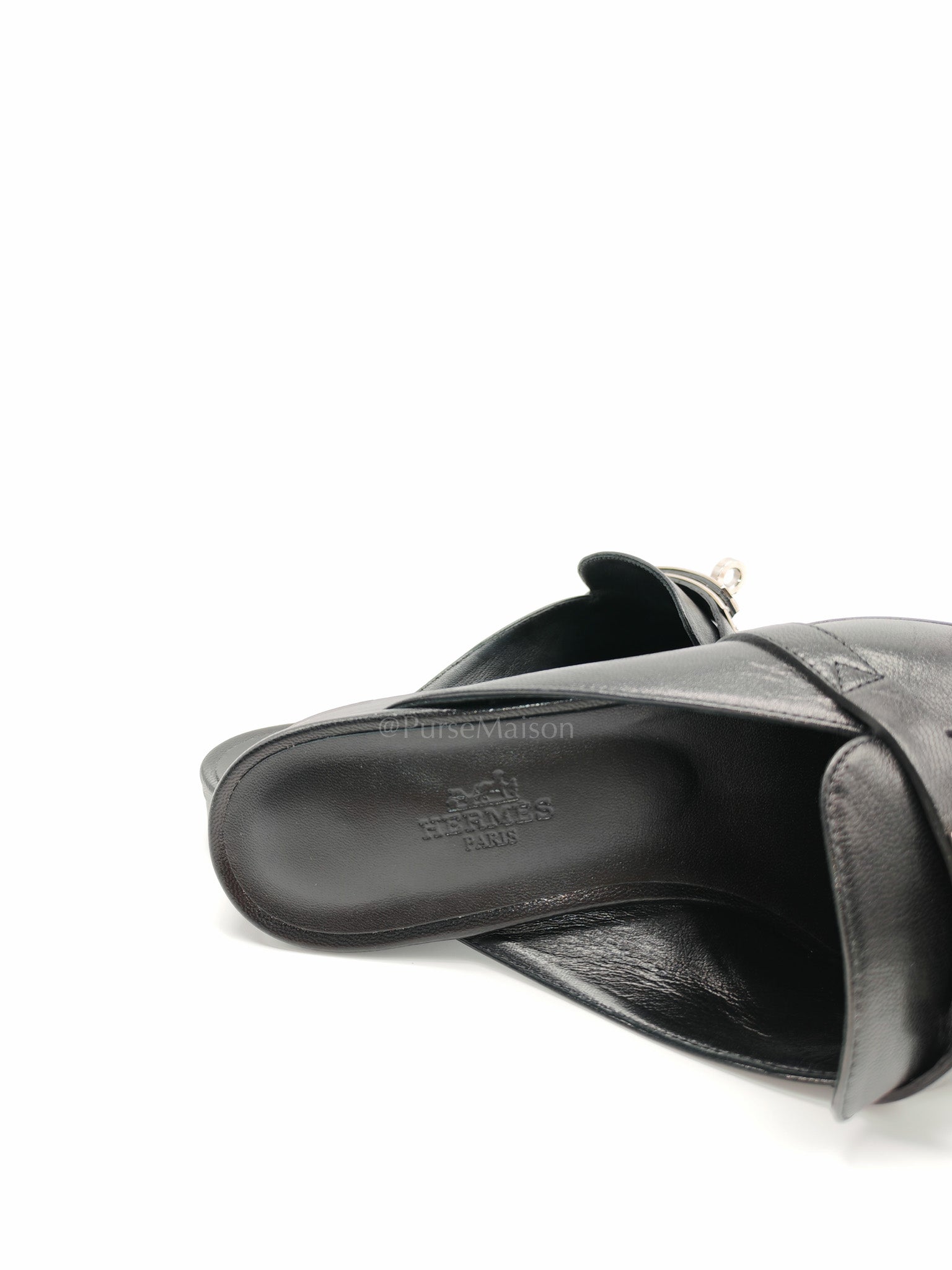 Oz Mules Black/Noir Goatskin Leather in Palladium Hardware Size 36.5 EU (24.5cm)
