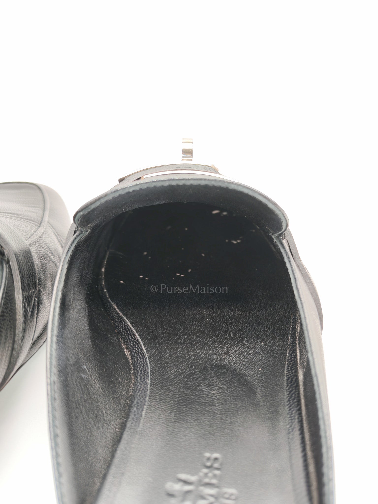 Oz Mules Black/Noir Goatskin Leather in Palladium Hardware Size 36.5 EU (24.5cm)