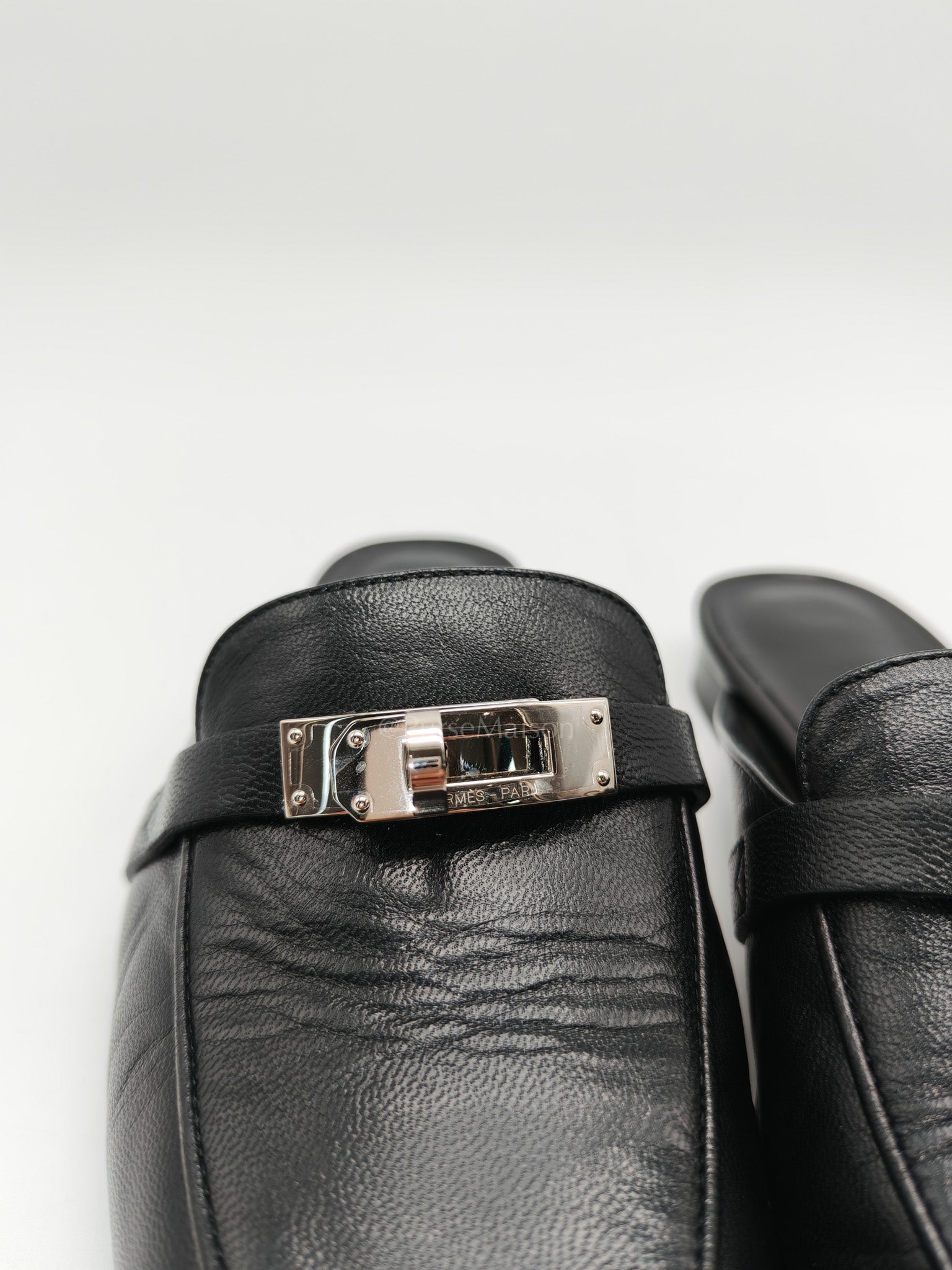 Oz Mules Black/Noir Goatskin Leather in Palladium Hardware Size 36.5 EU (24.5cm)