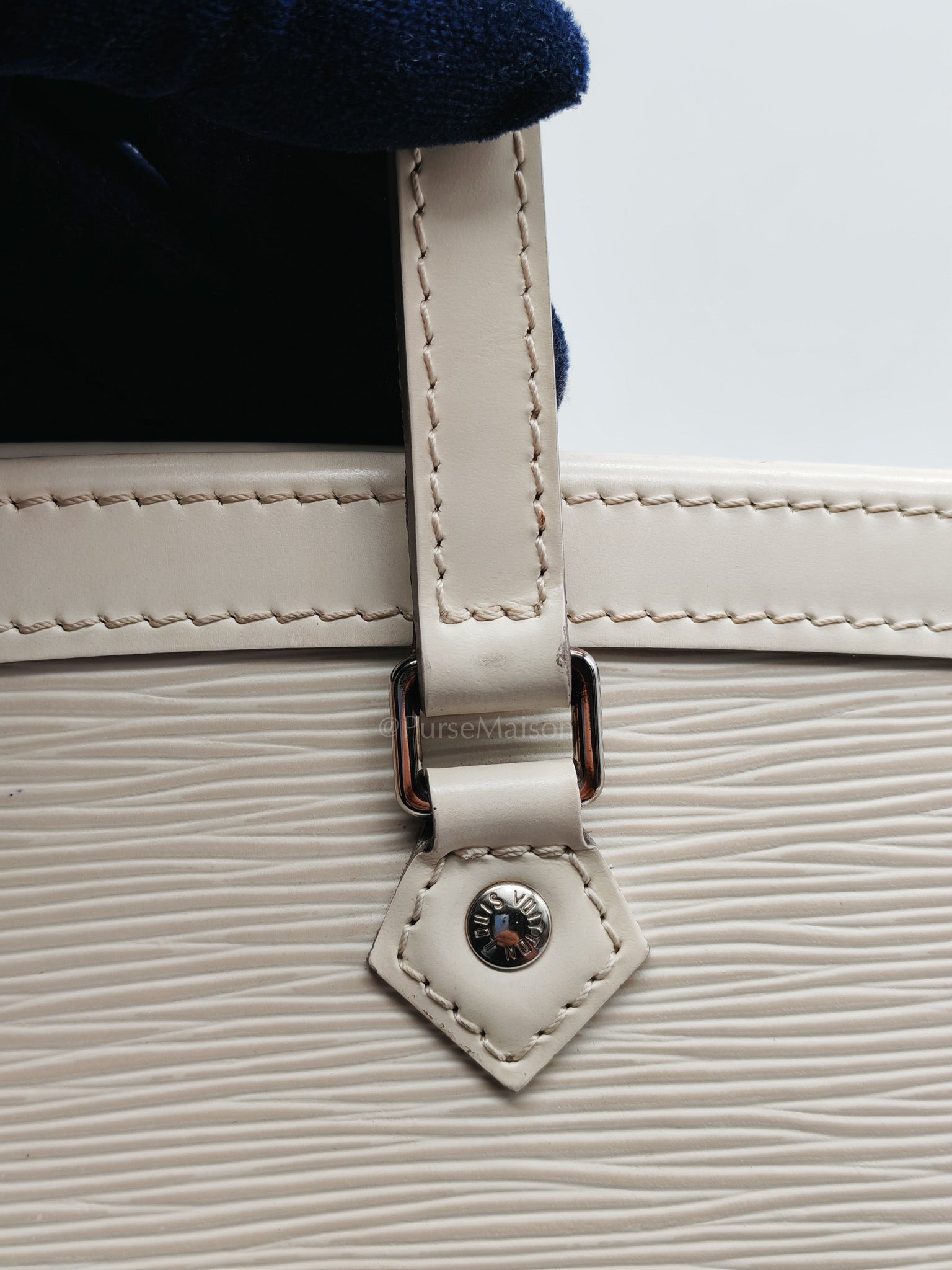 Medeleine GM Bag in White Epi Leather & Silver Hardware (Datecode: AR1099)