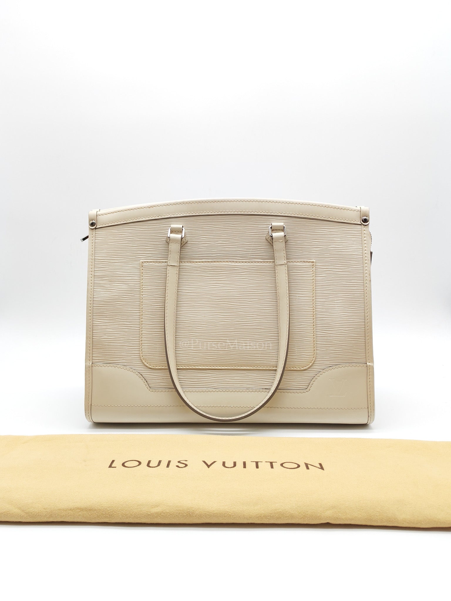 Medeleine GM Bag in White Epi Leather & Silver Hardware (Datecode: AR1099)