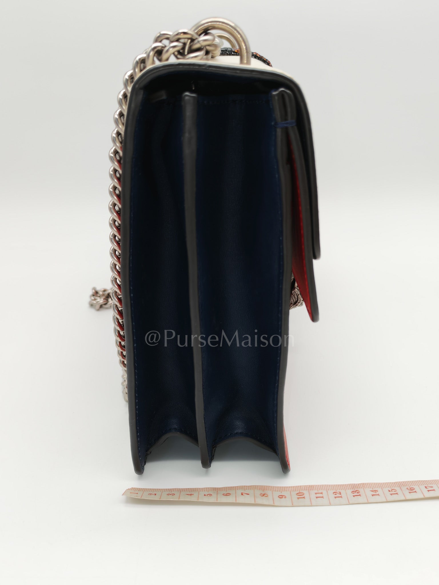 Dionysus Medium Shoulder Bag in Tricolor Prominent Embroidered Bee and Ruthenium Hardware