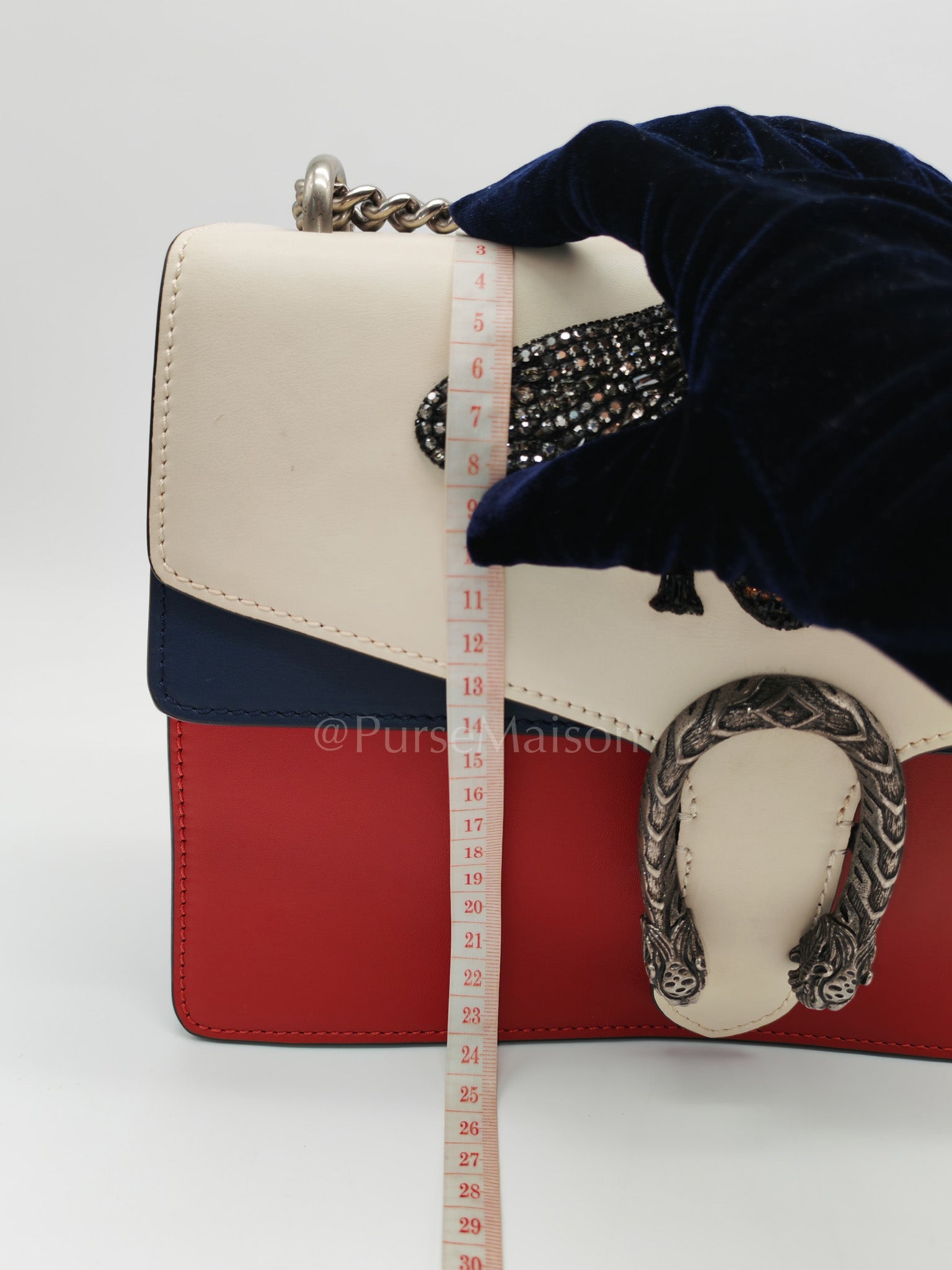 Dionysus Medium Shoulder Bag in Tricolor Prominent Embroidered Bee and Ruthenium Hardware