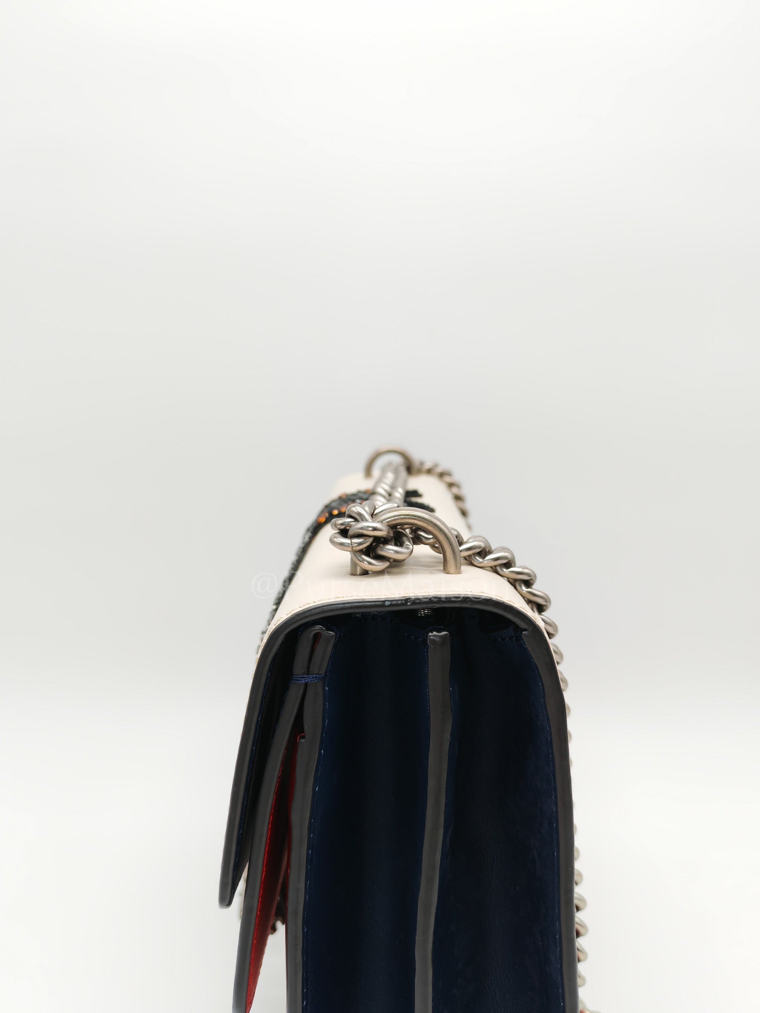 Dionysus Medium Shoulder Bag in Tricolor Prominent Embroidered Bee and Ruthenium Hardware