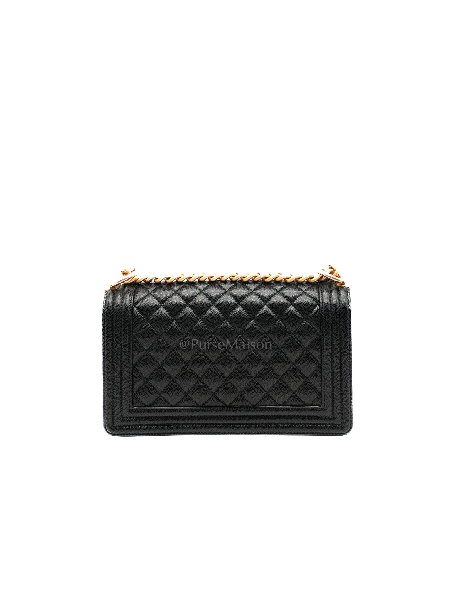 Le Boy Old Medium in Black Quilted Caviar Leather & Aged Gold Hardware Series 28