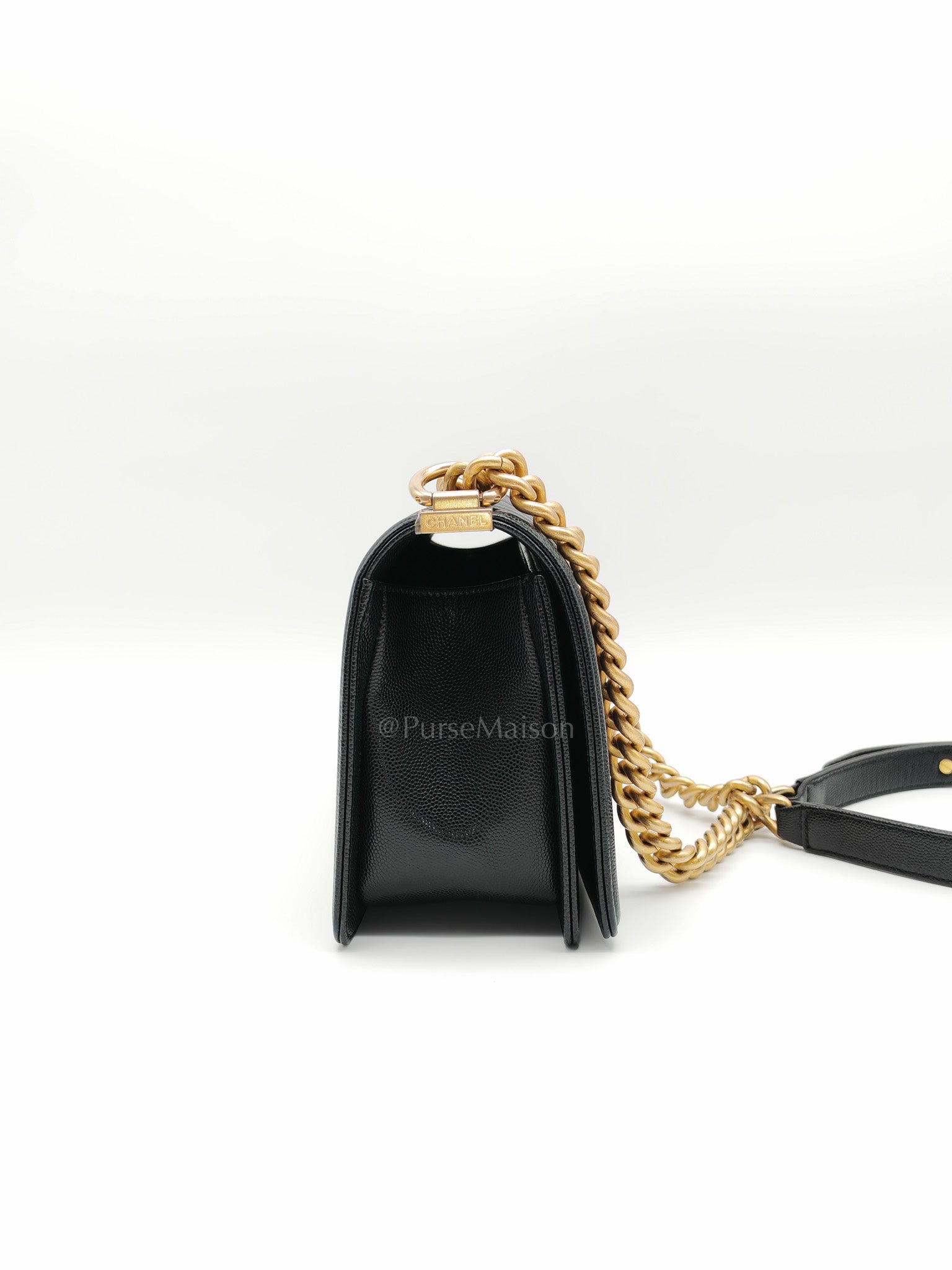 Le Boy Old Medium in Black Quilted Caviar Leather & Aged Gold Hardware Series 28