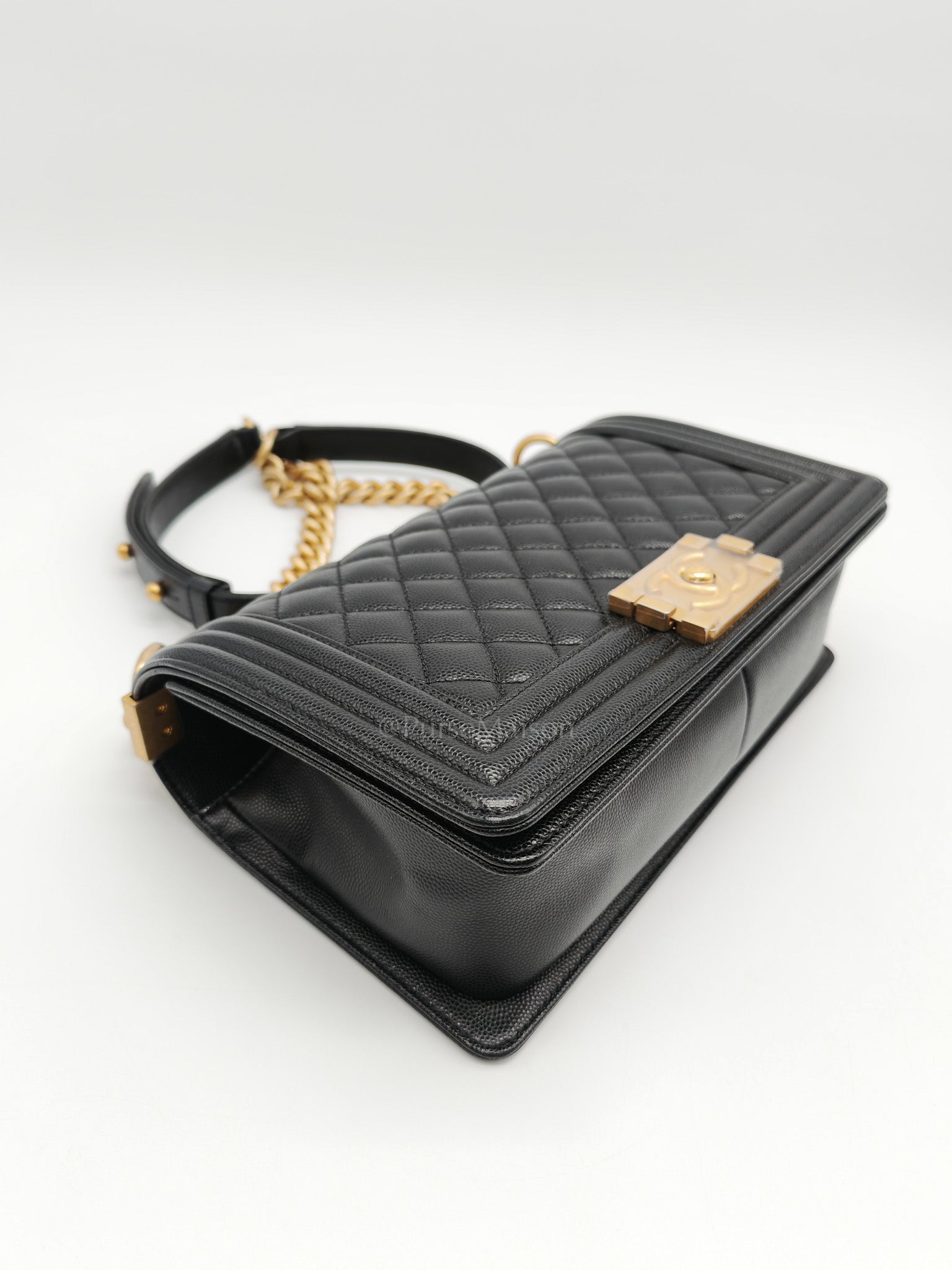 Le Boy Old Medium in Black Quilted Caviar Leather & Aged Gold Hardware Series 28