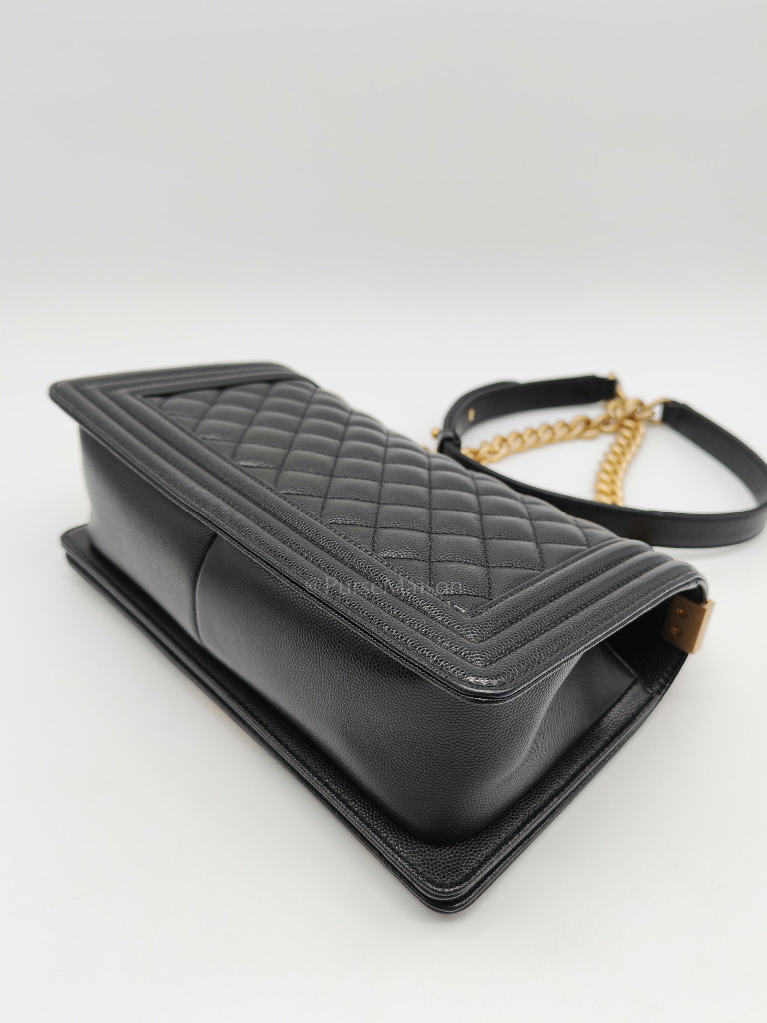 Le Boy Old Medium in Black Quilted Caviar Leather & Aged Gold Hardware Series 28