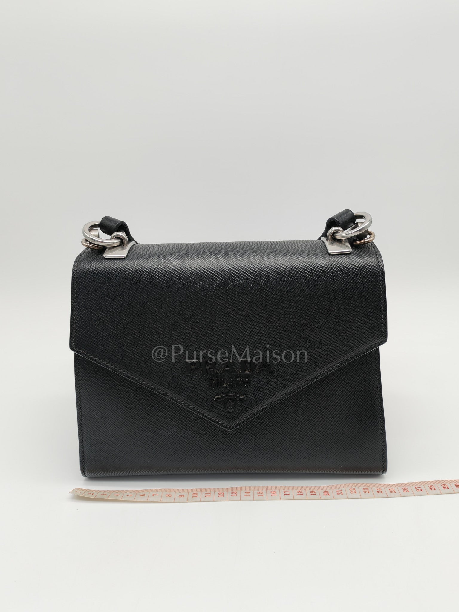 Cuir Monochrome Envelope Flap Shoulder Bag in Black Calfskin Leather & Ruthenium Hardware