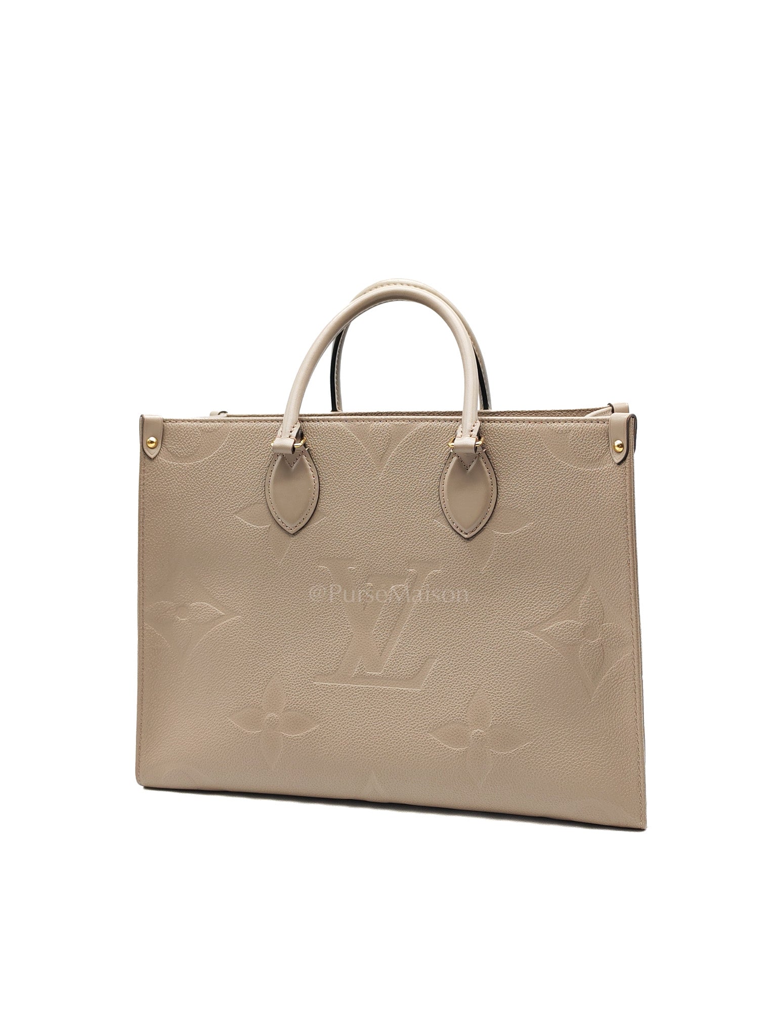 OnTheGo MM (OTG) in Beige Monogram Empriente Leather & Gold Hardware Microchip
