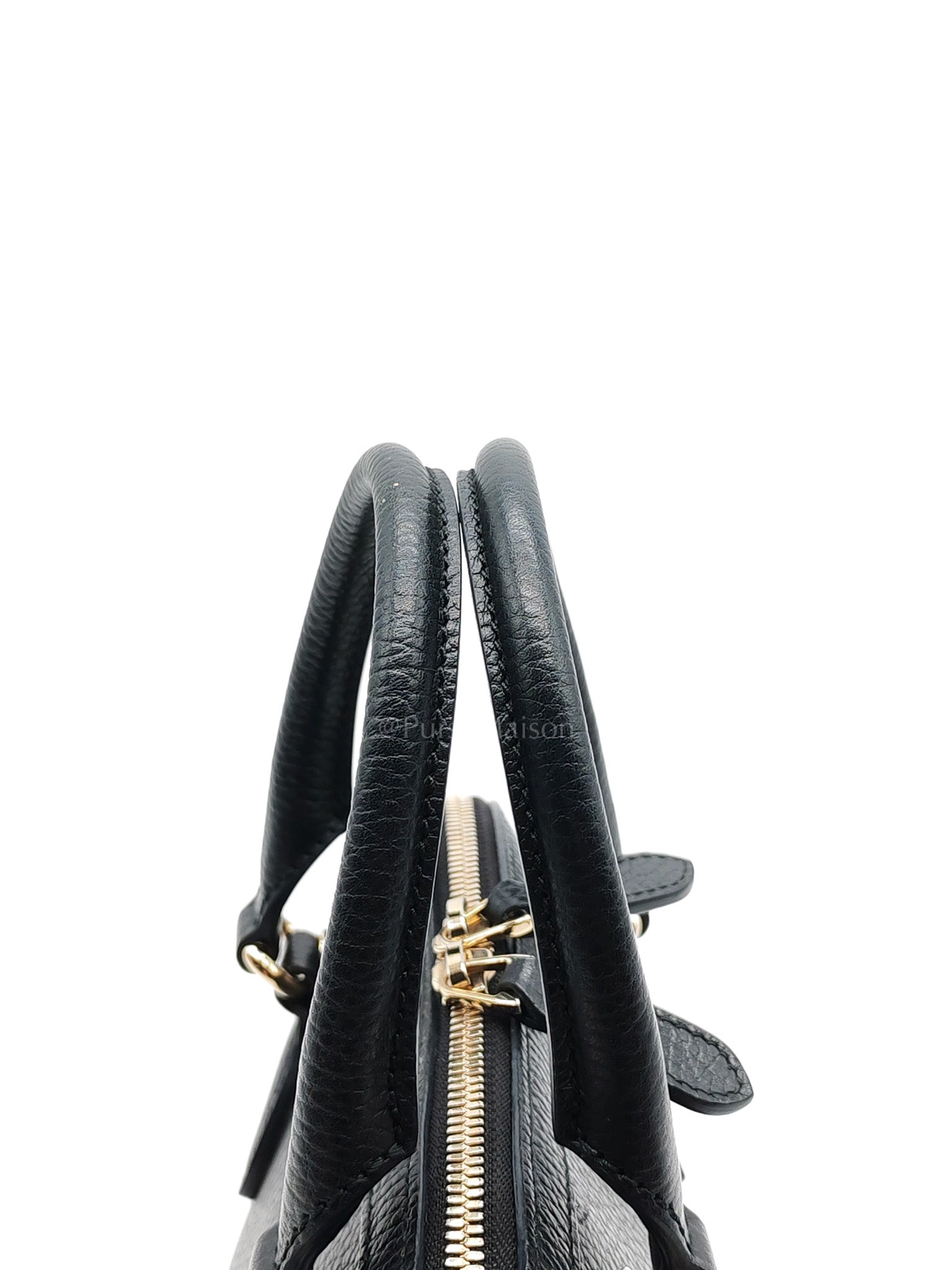 Dome Bag Small in Black GG Charm Satchel Pebbled Leather & Light Gold Hardware