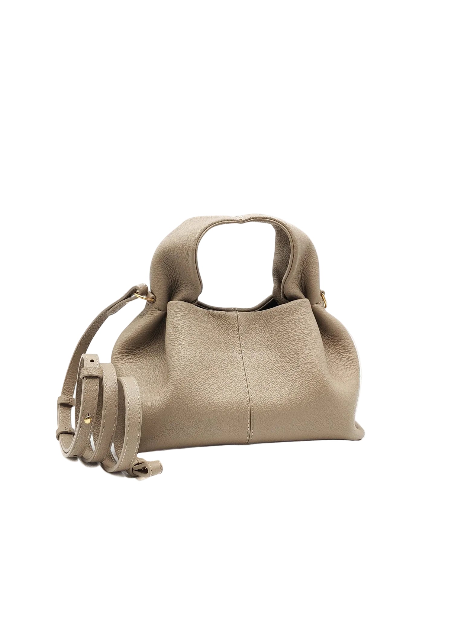 Numero Neuf Mini Bag in Taupe Grained Calfskin Leather & Light Gold Hardware