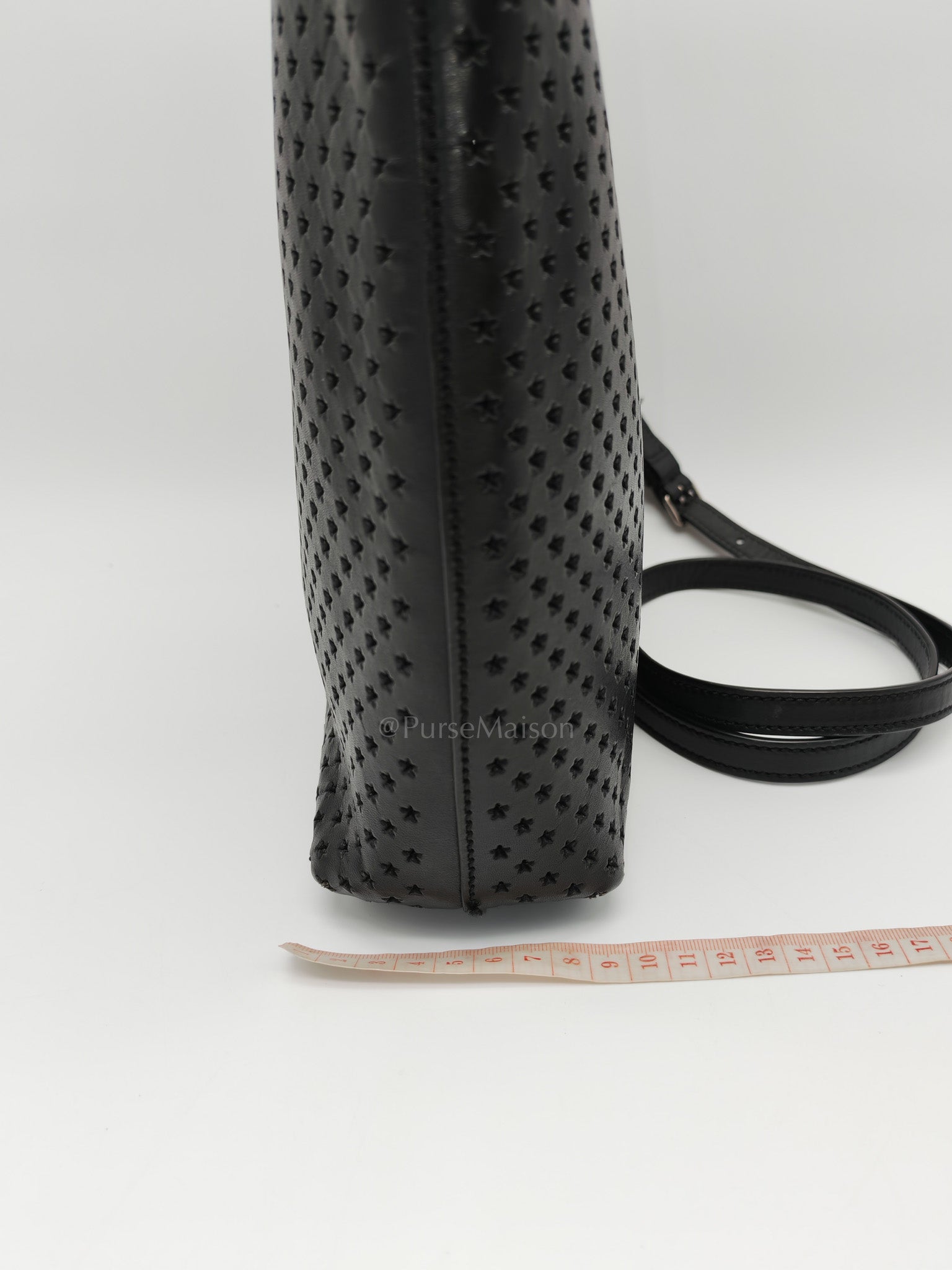 Perforated Star in Black Calfskin Leather Crossbody Bag