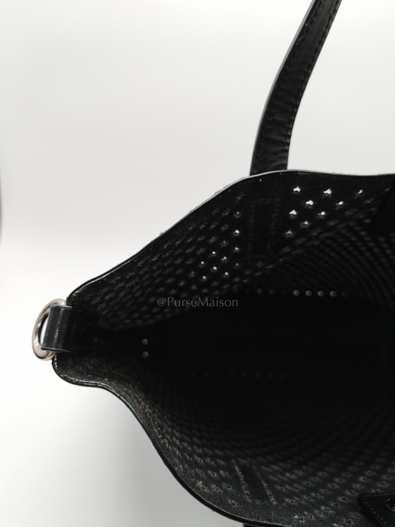 Perforated Star in Black Calfskin Leather Crossbody Bag