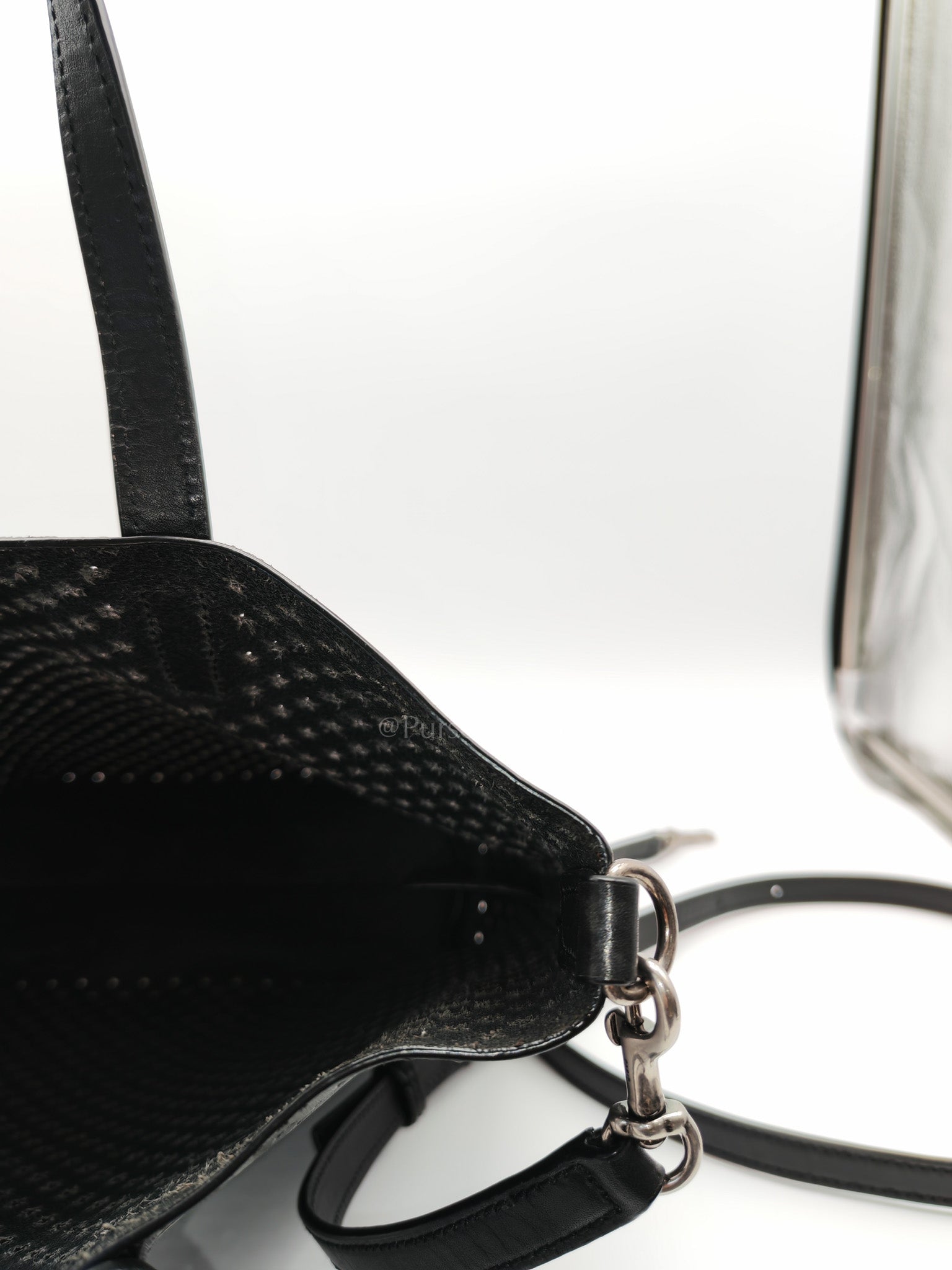 Perforated Star in Black Calfskin Leather Crossbody Bag