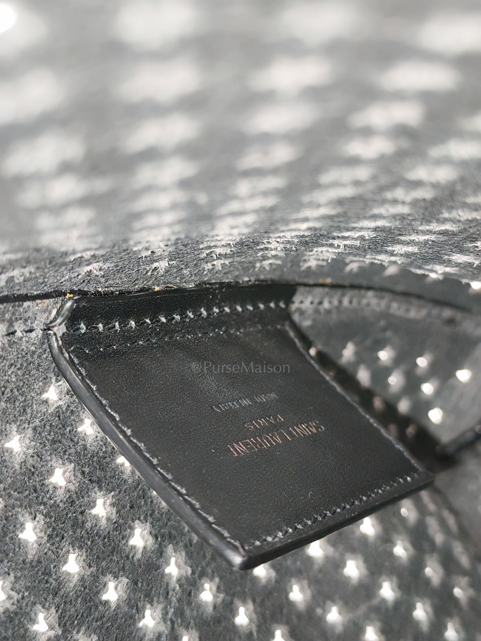 Perforated Star in Black Calfskin Leather Crossbody Bag