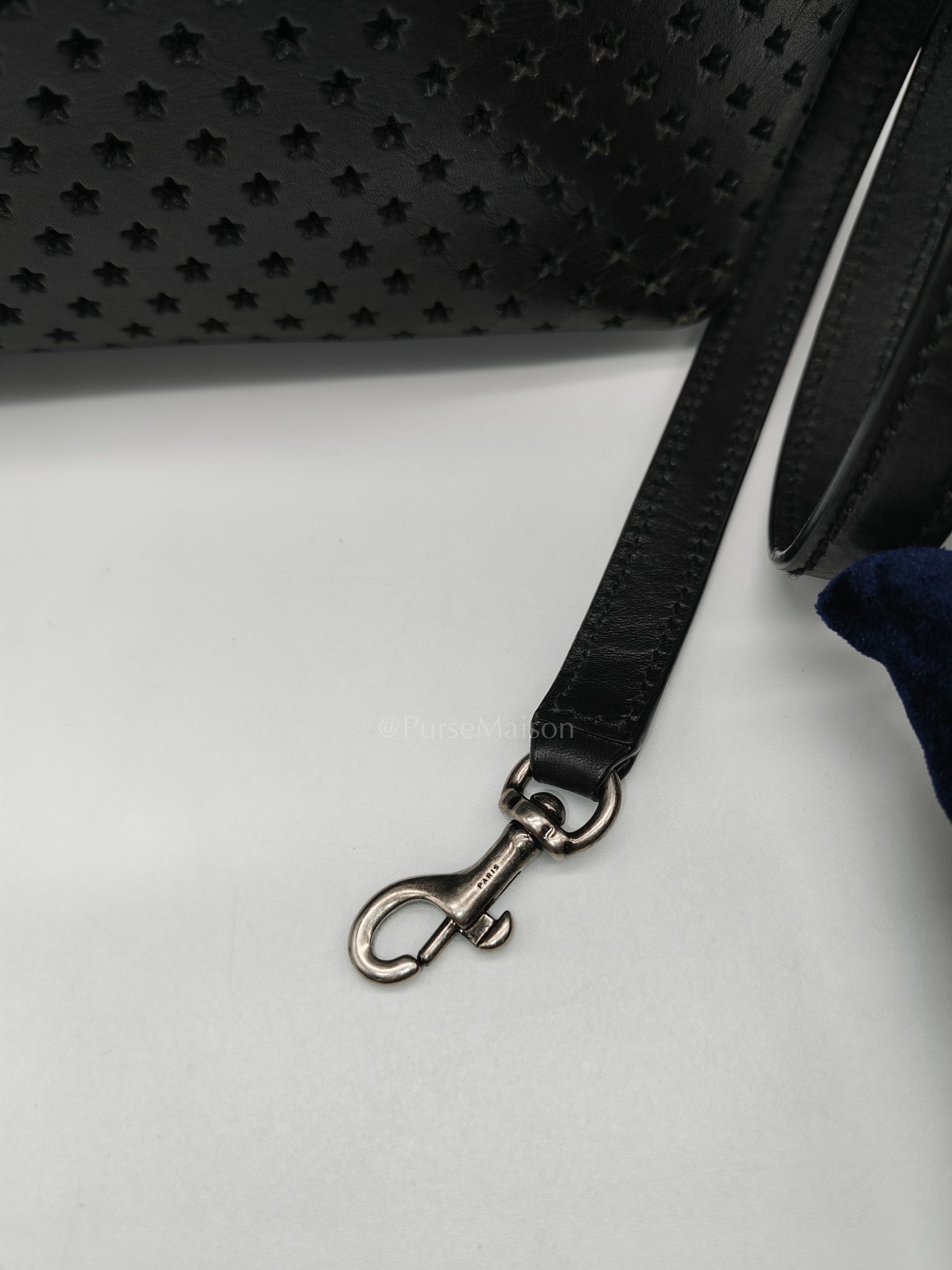 Perforated Star in Black Calfskin Leather Crossbody Bag