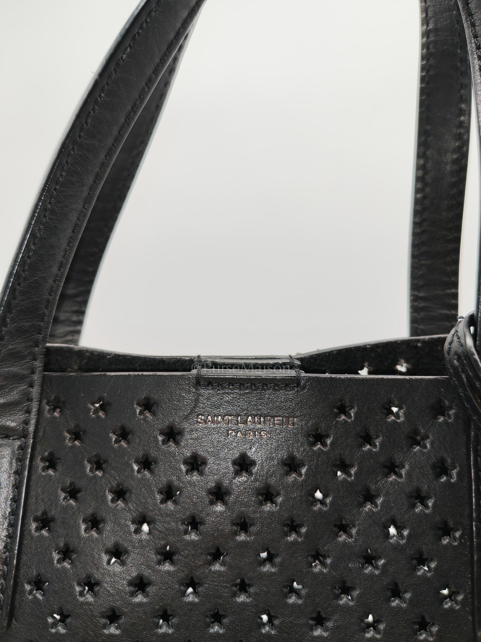 Perforated Star in Black Calfskin Leather Crossbody Bag