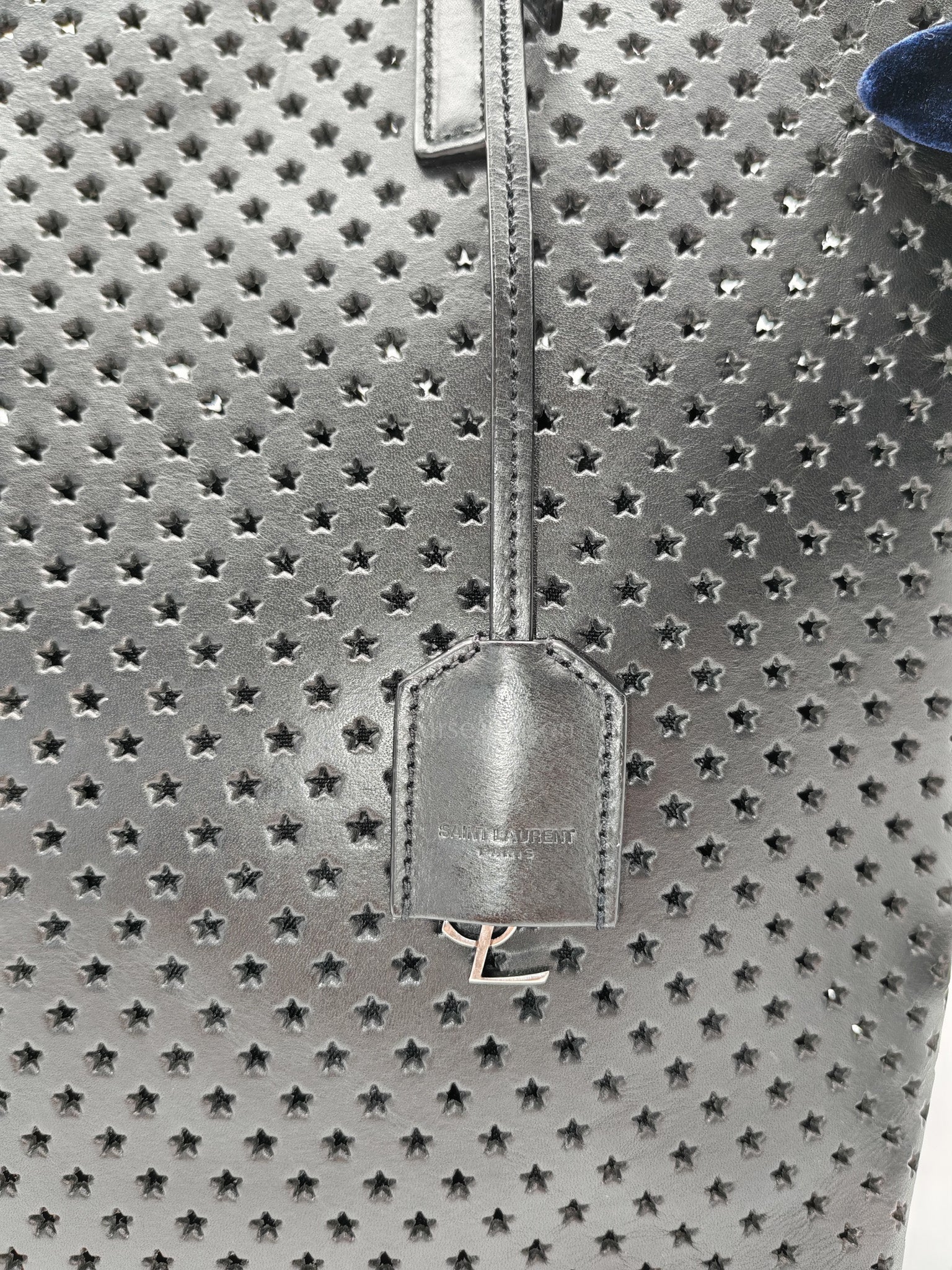 Perforated Star in Black Calfskin Leather Crossbody Bag